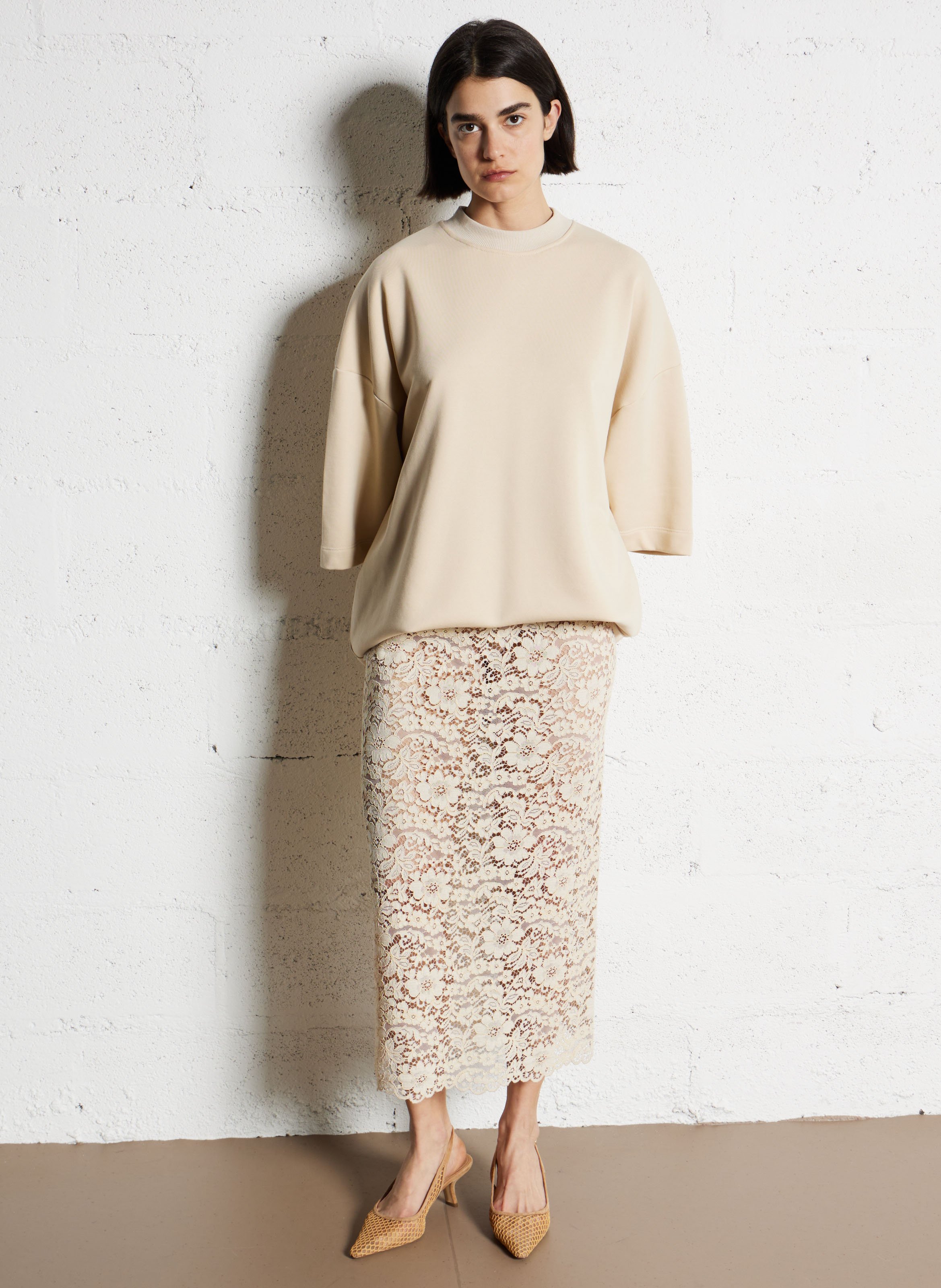 Round neck t-shirt dress in blended cotton IMPERIAL Beige