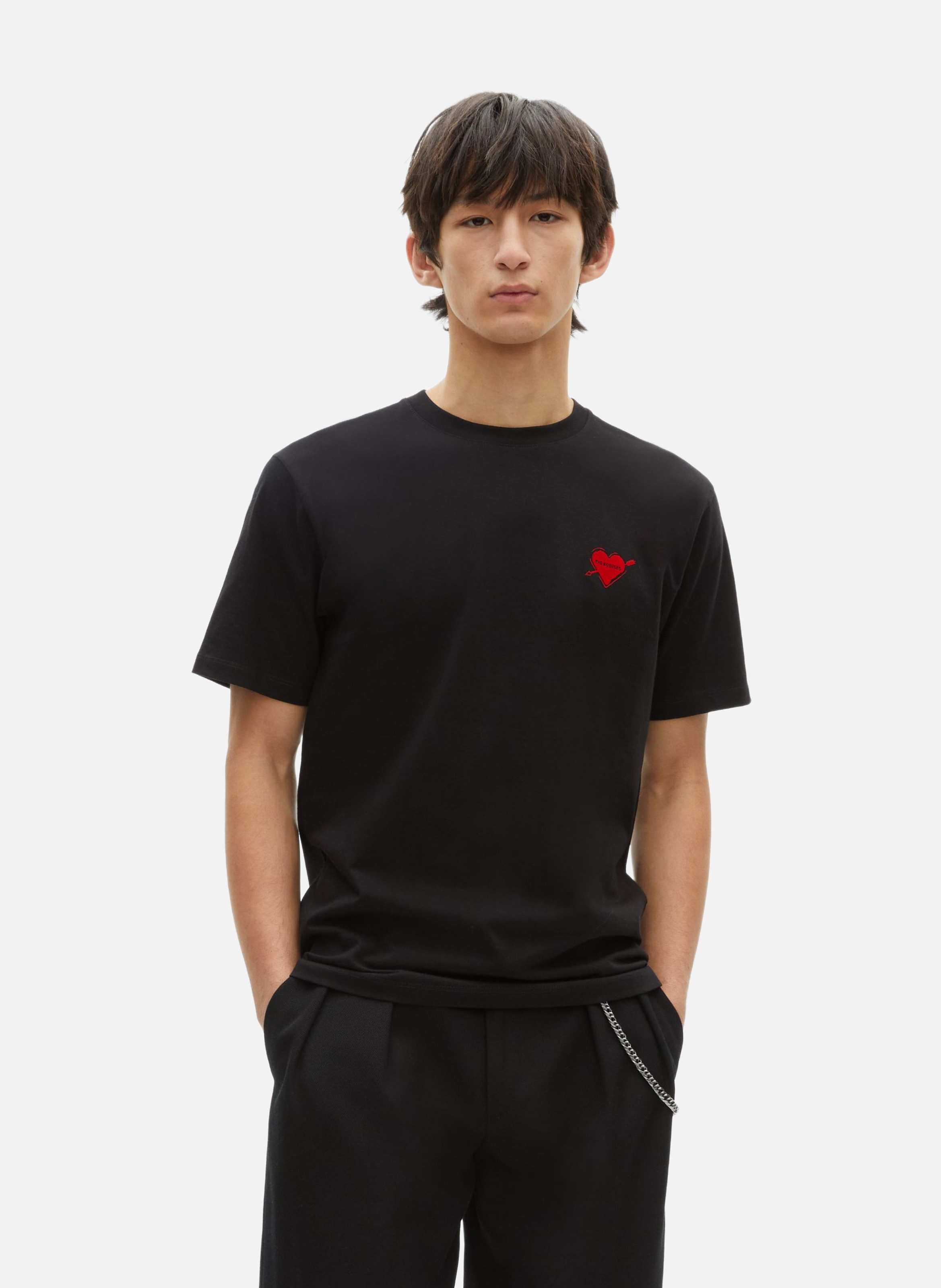 T-shirt with heart flocking THE KOOPLES Black