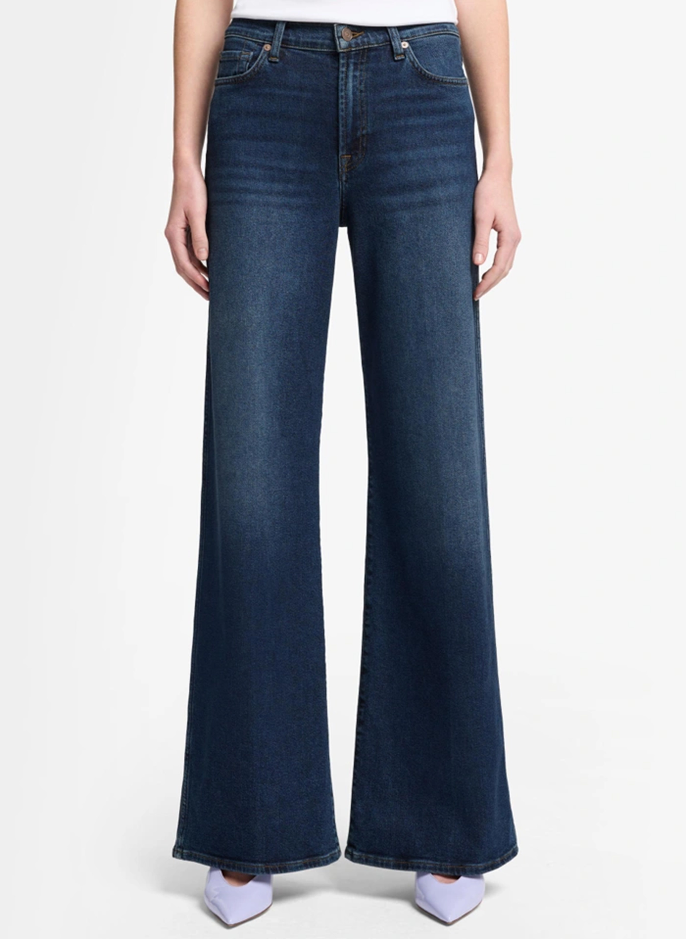 Wijde broek met hoge taille 7 FOR ALL MANKIND Blauw