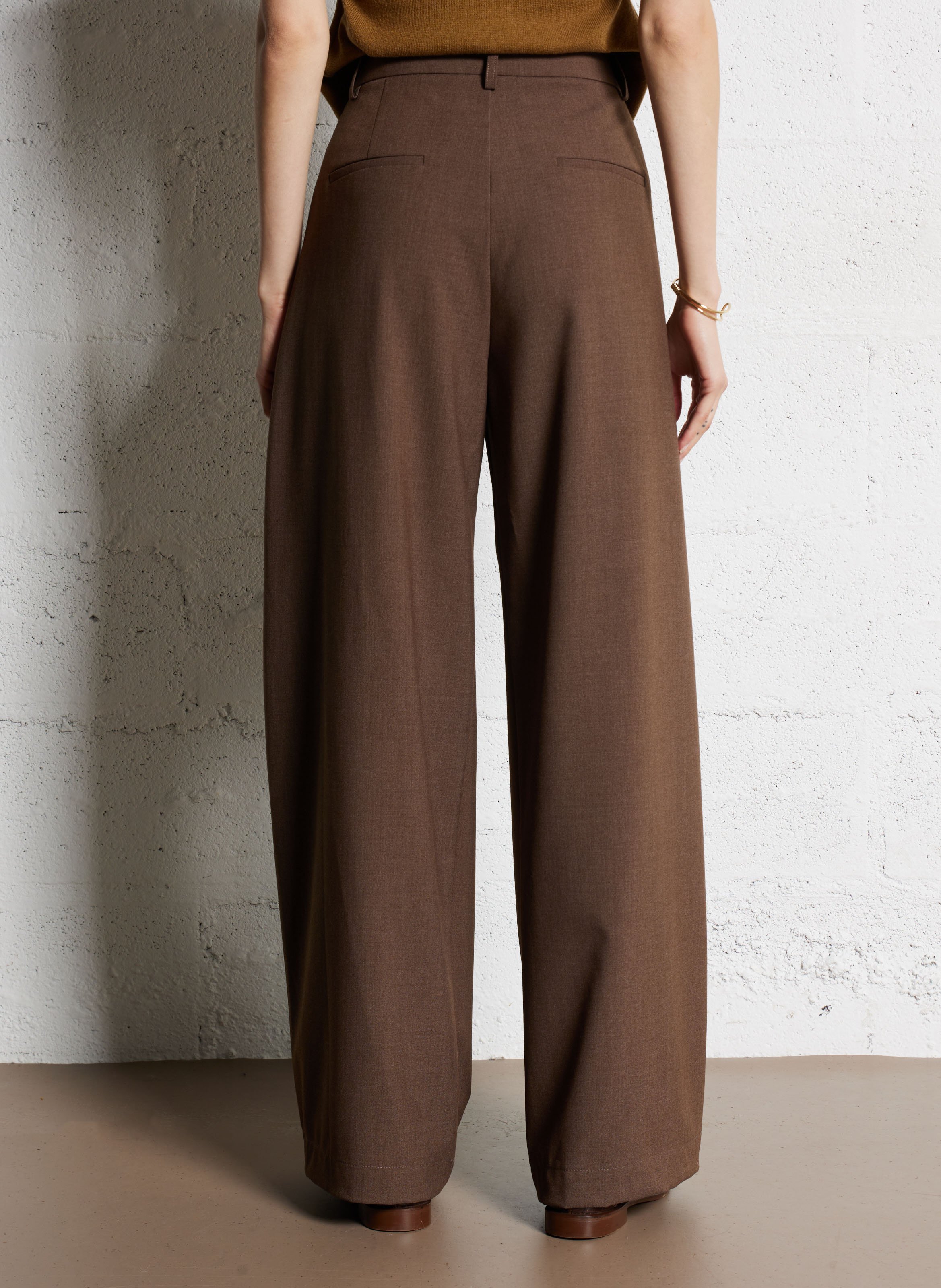 Pantalon taille haute tailleur SUNCOO Marron