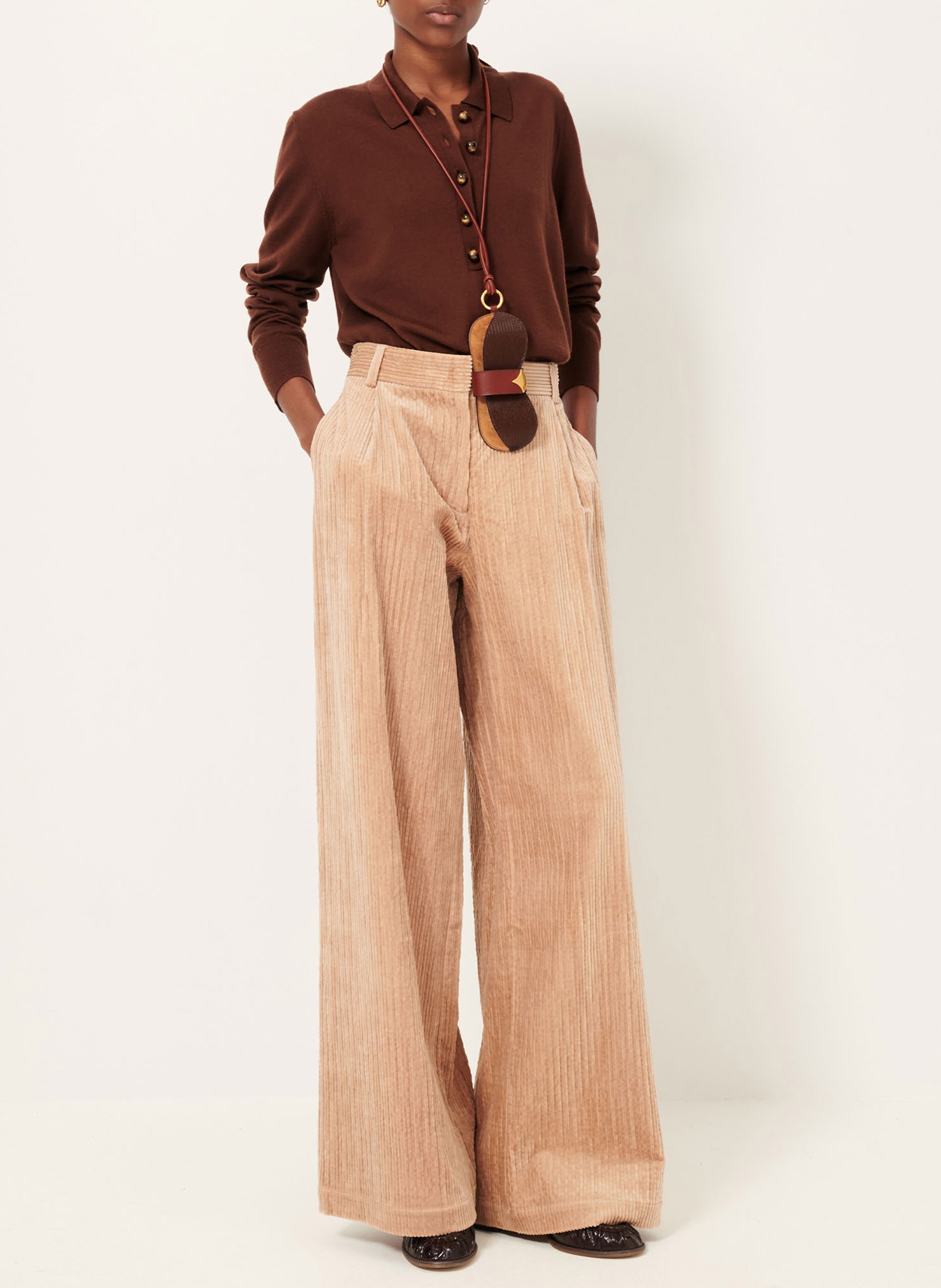 Pantalon large en velours côtelé SESSUN Rose