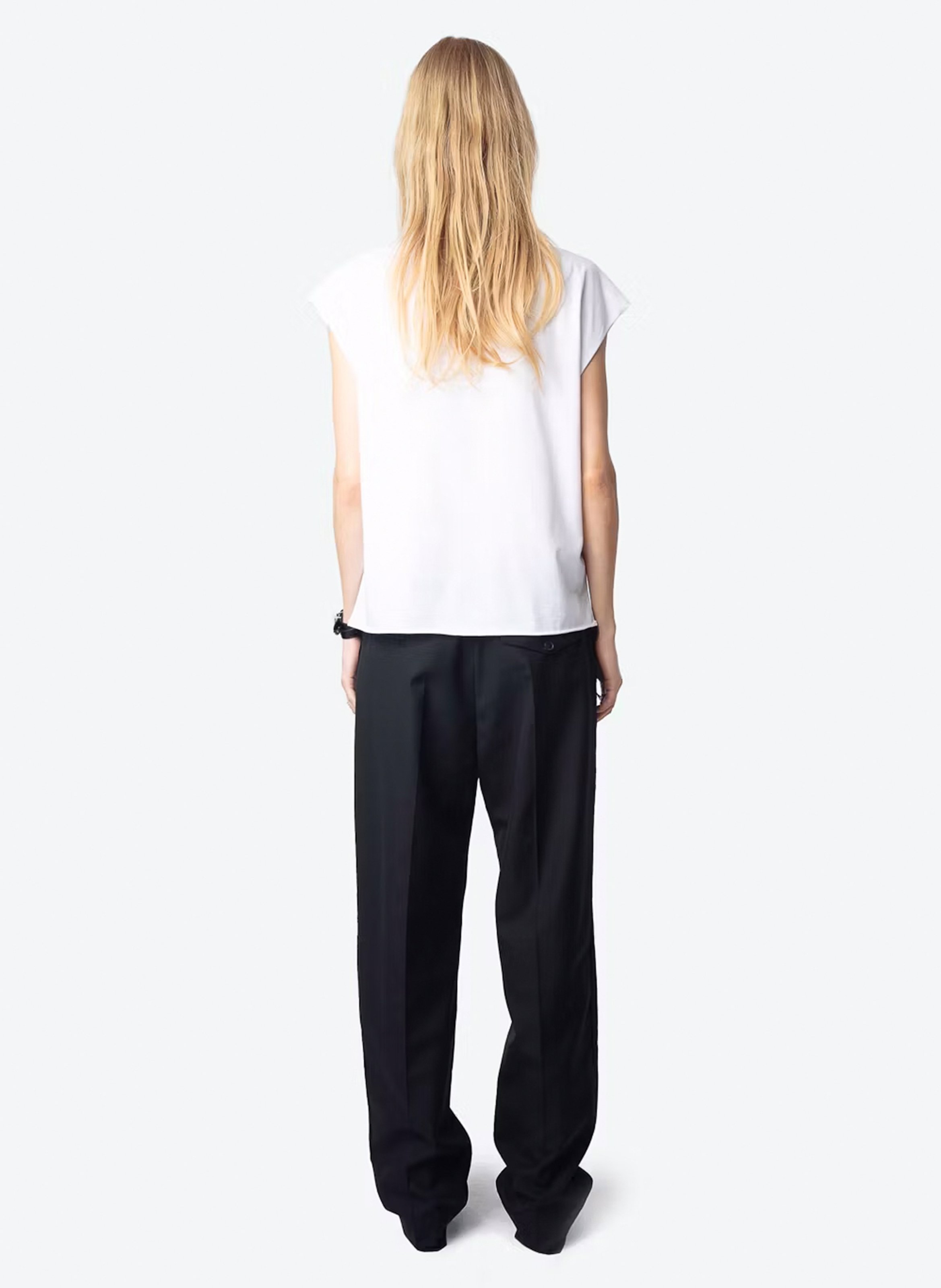 Tee-shirt sans manches avec strass devant ZADIG&VOLTAIRE Blanc