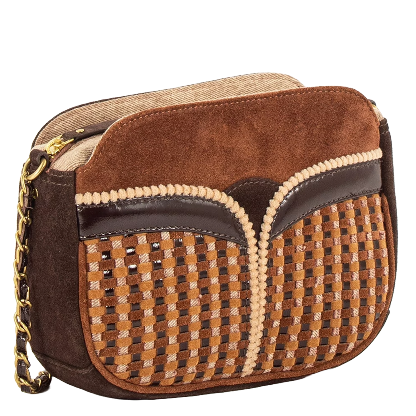 Dual-material messenger bag SESSUN Brown