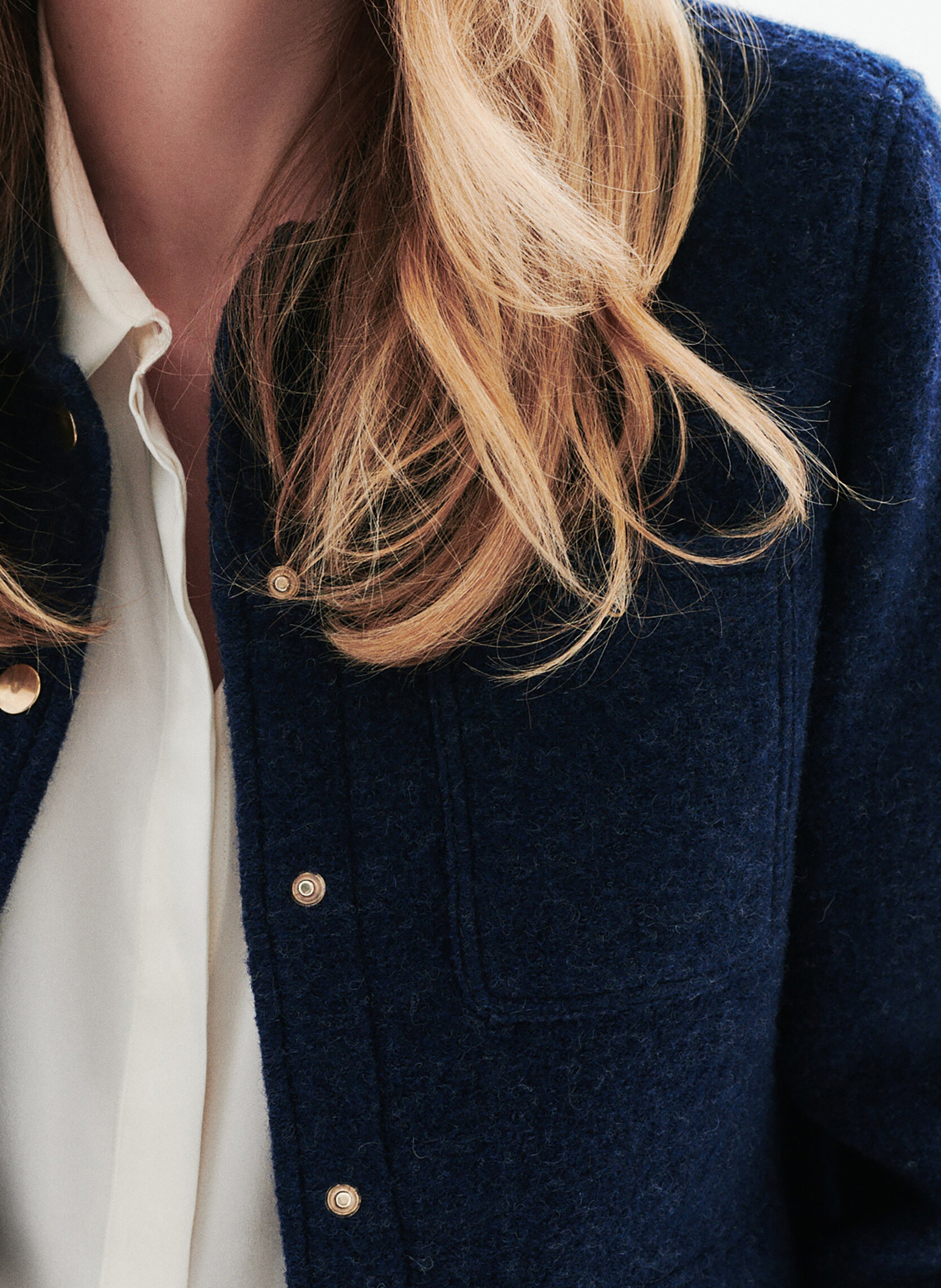 Classic-collar wool jacket  CAROLL Blue