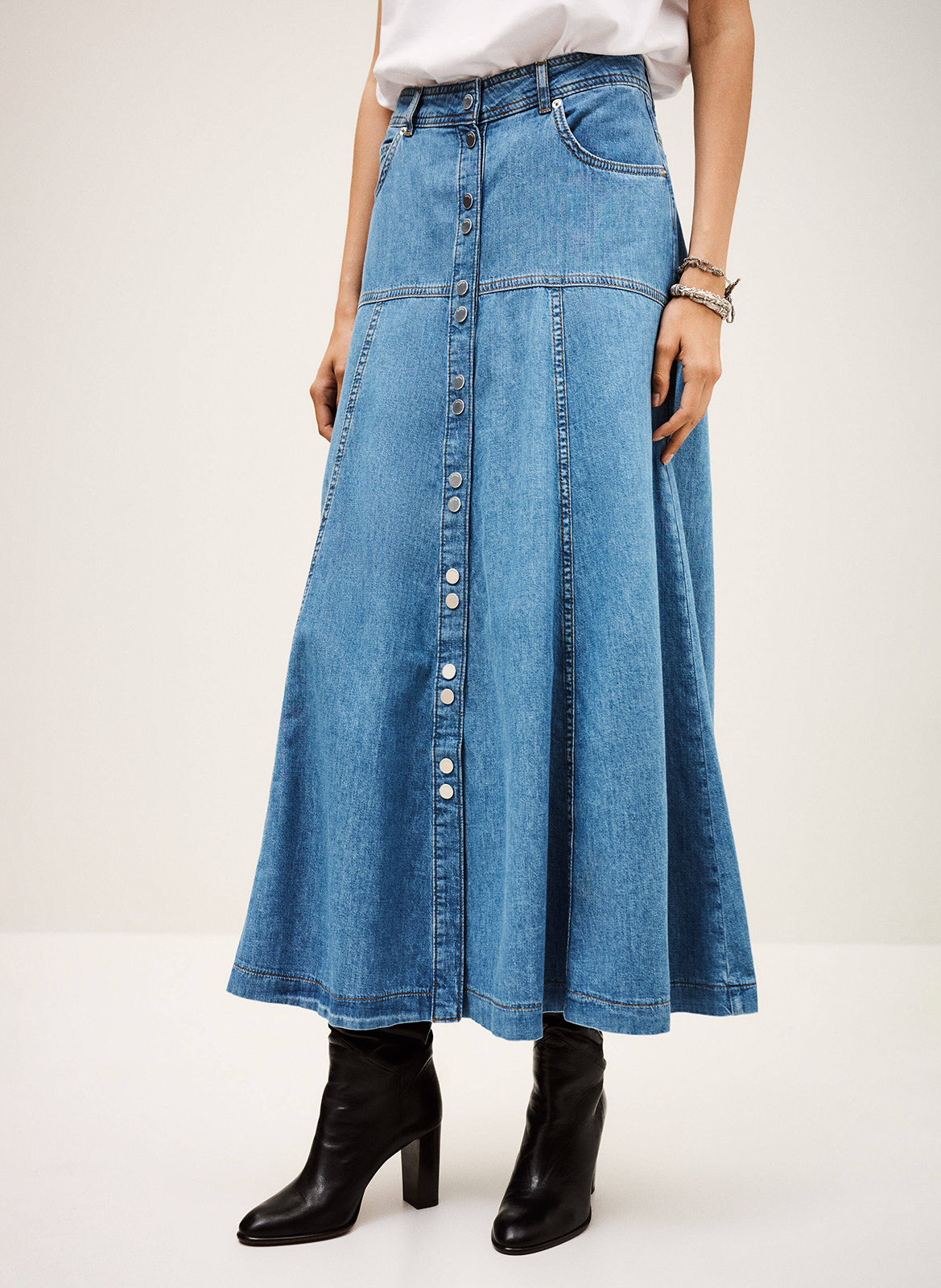 Lange rok van katoenen denim BA&SH Blauw