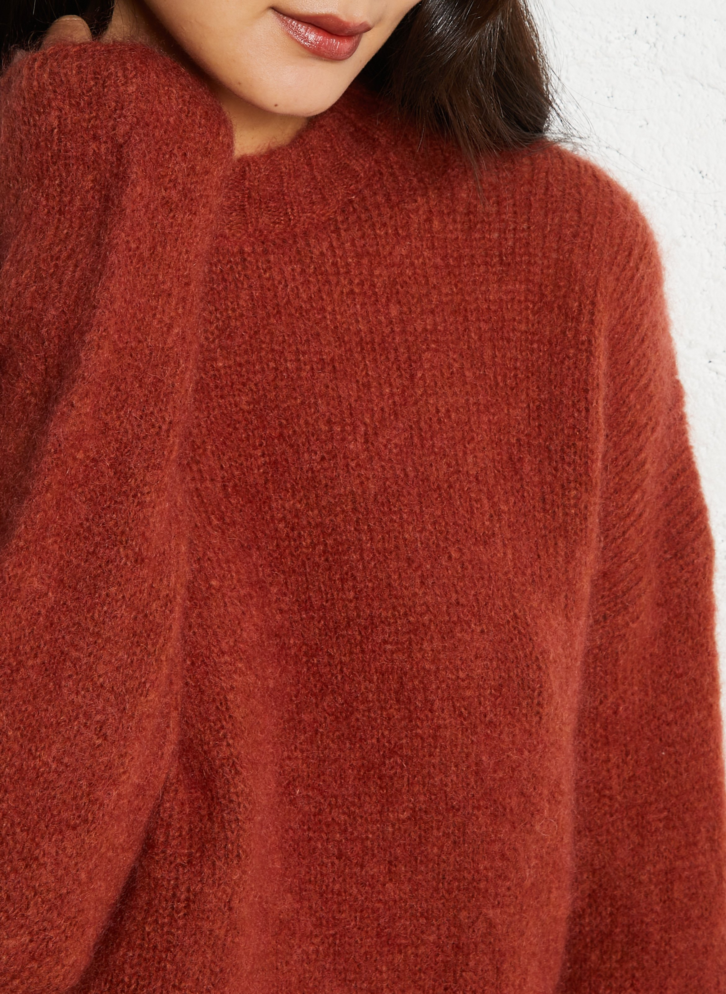 Loose-fit round-neck mohair-blend sweater HOD PARIS Red