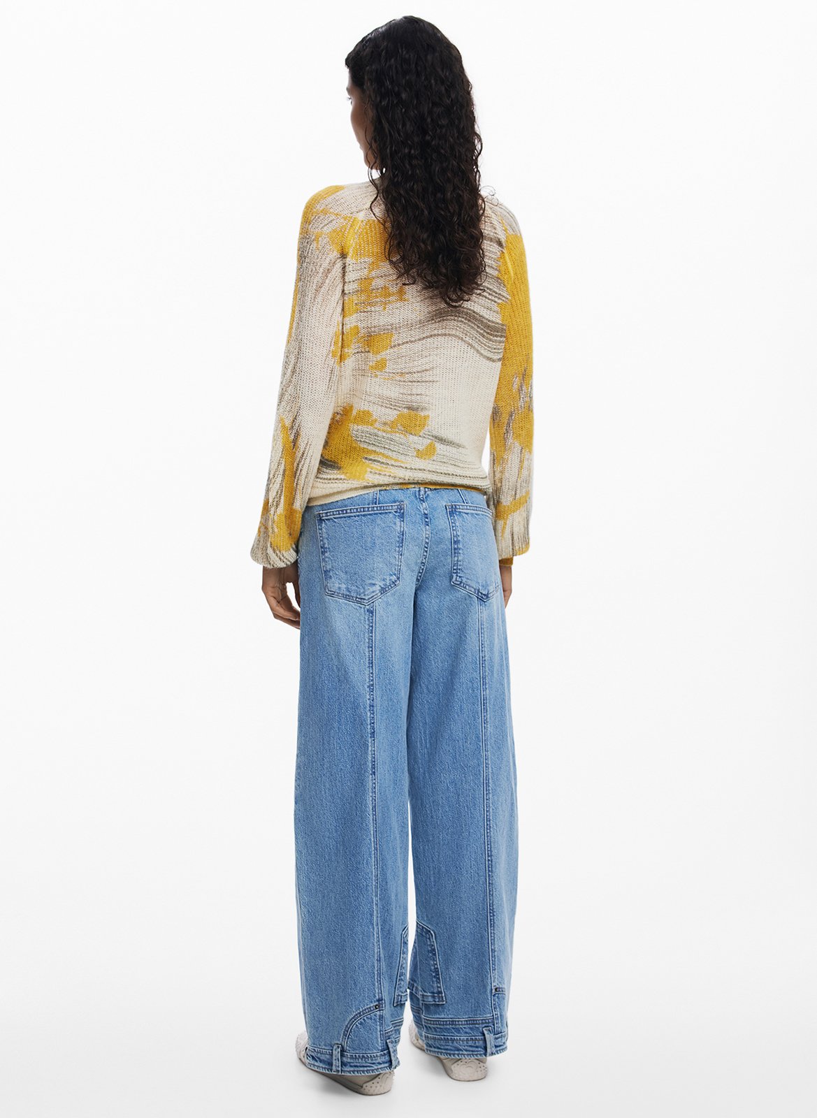 Maglione diritto a collo rotondo con motivi DESIGUAL Giallo