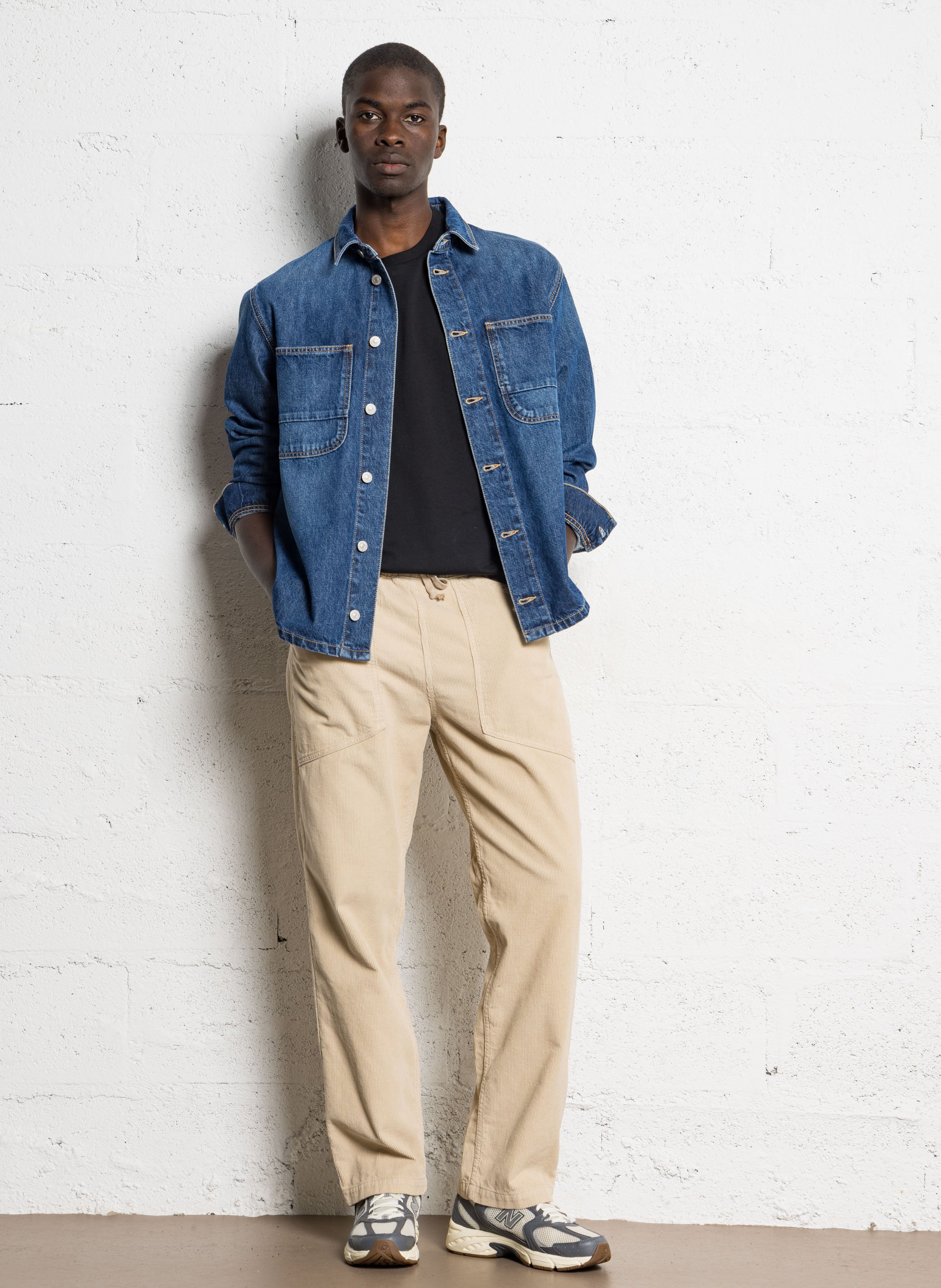 Giacca dritta in jeans di cotone LE TEMPS DES CERISES Blu