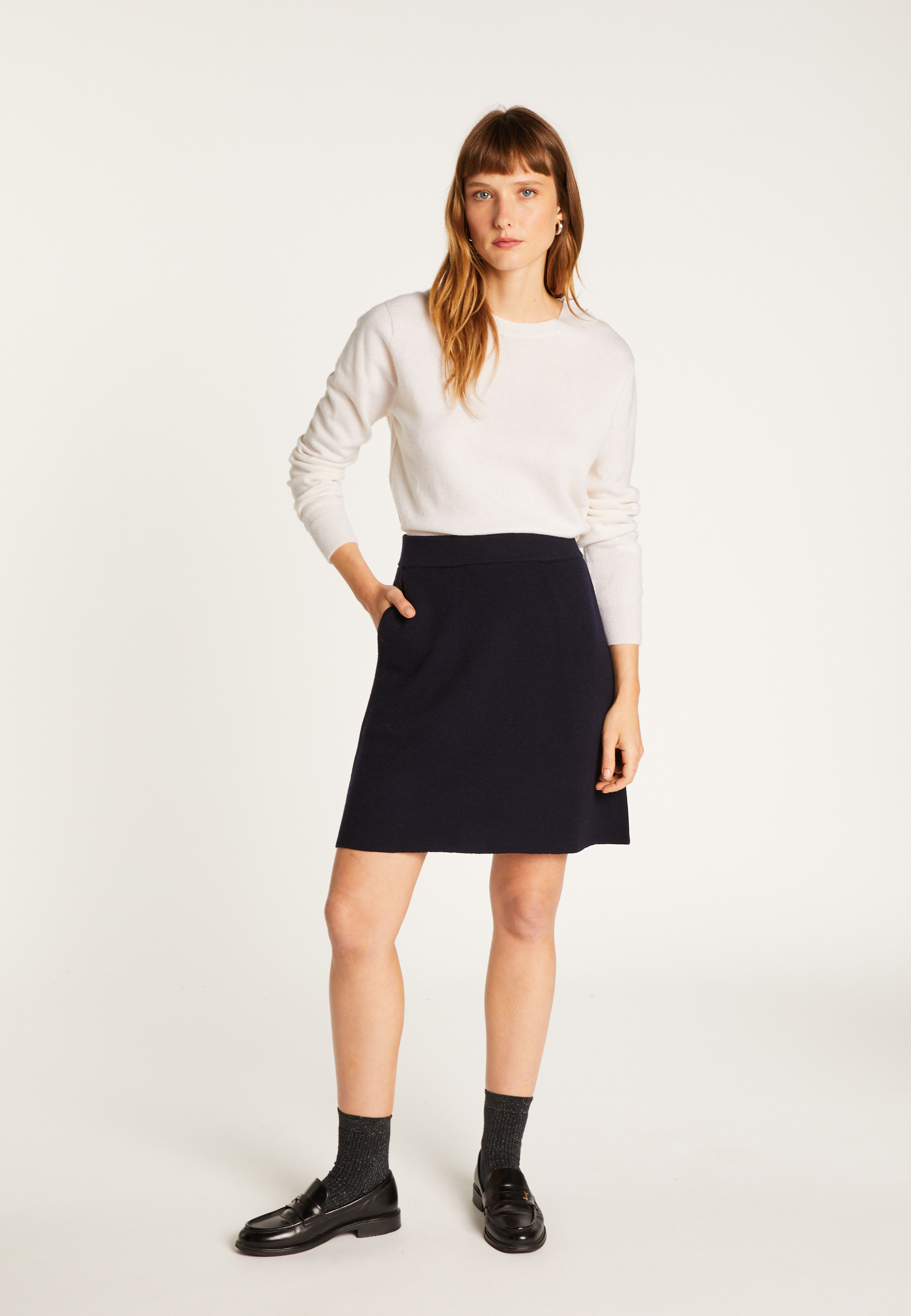 Short merino wool skirt MAISON MONTAGUT Grey