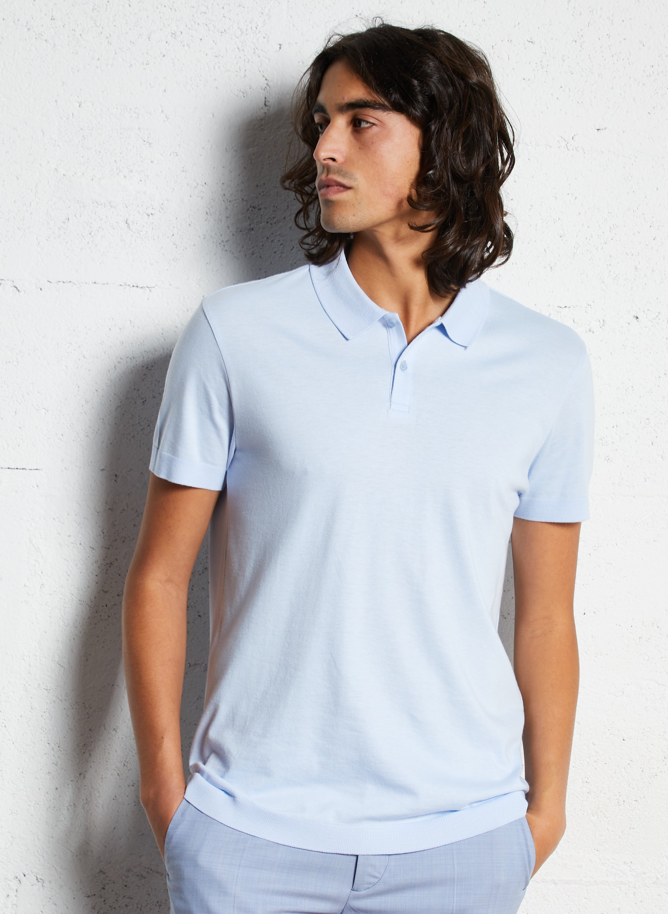 Polo van katoen en linnen IKKS Blauw