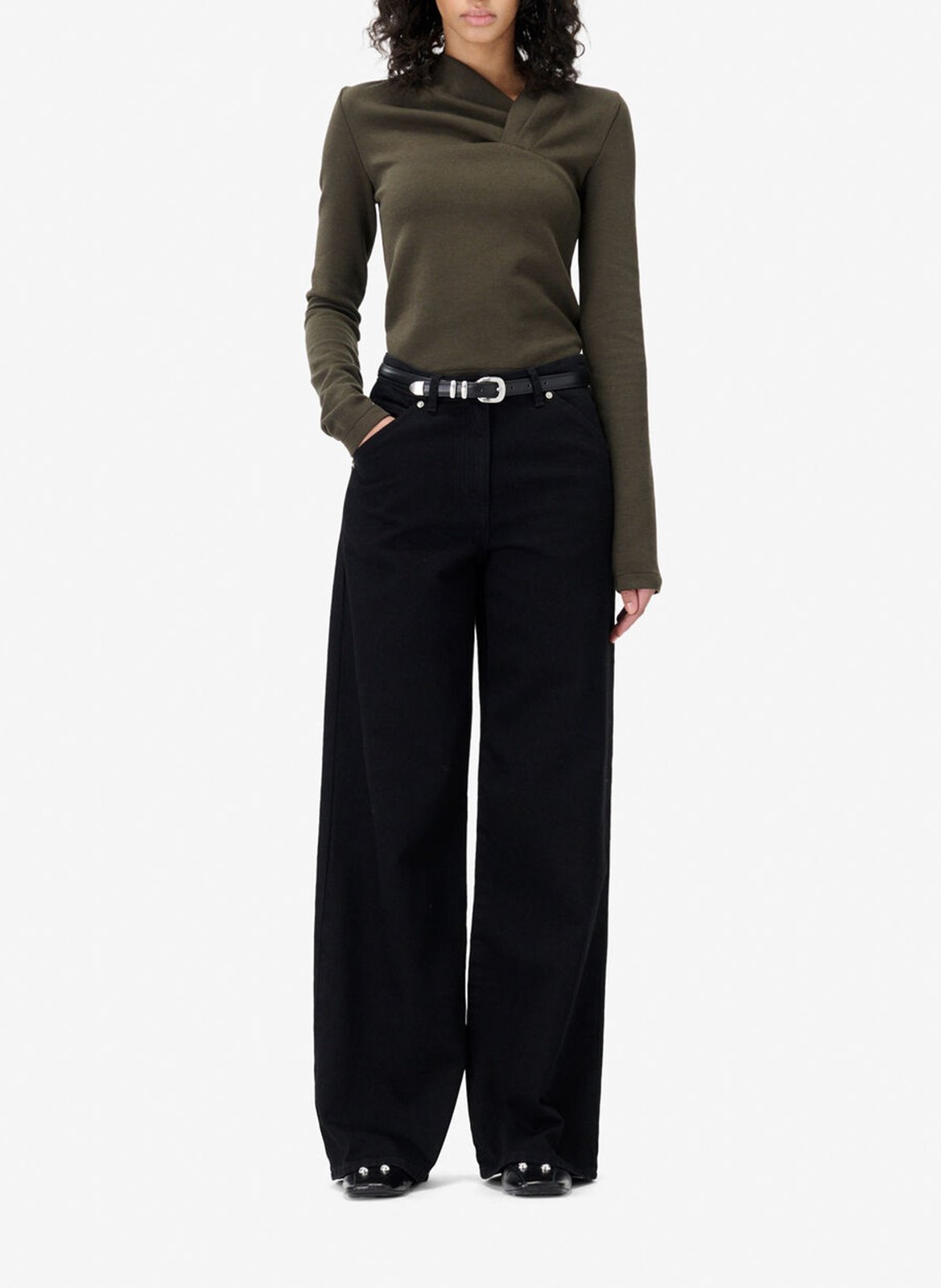 Top ajusté col asymétrique IRO Kaki