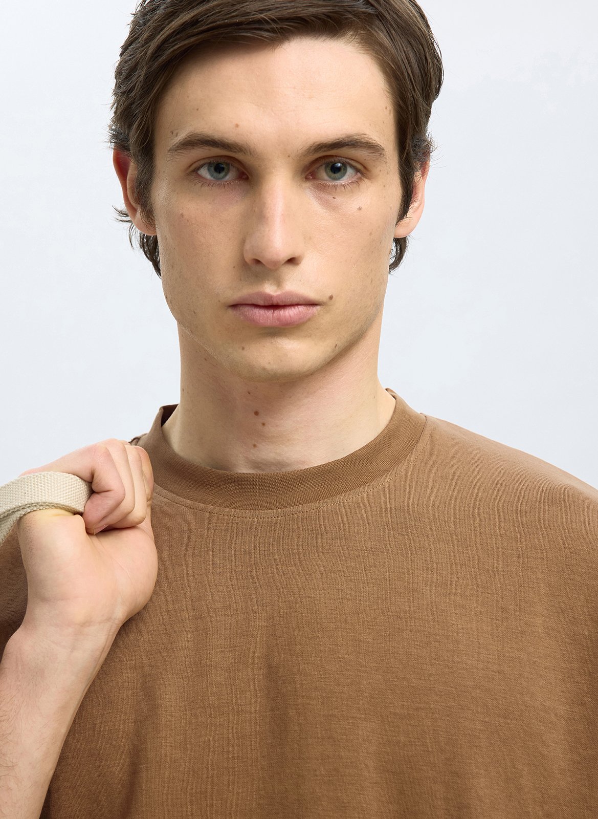 Tee-shirt oversize en coton bio mélangé SELECTED Marron