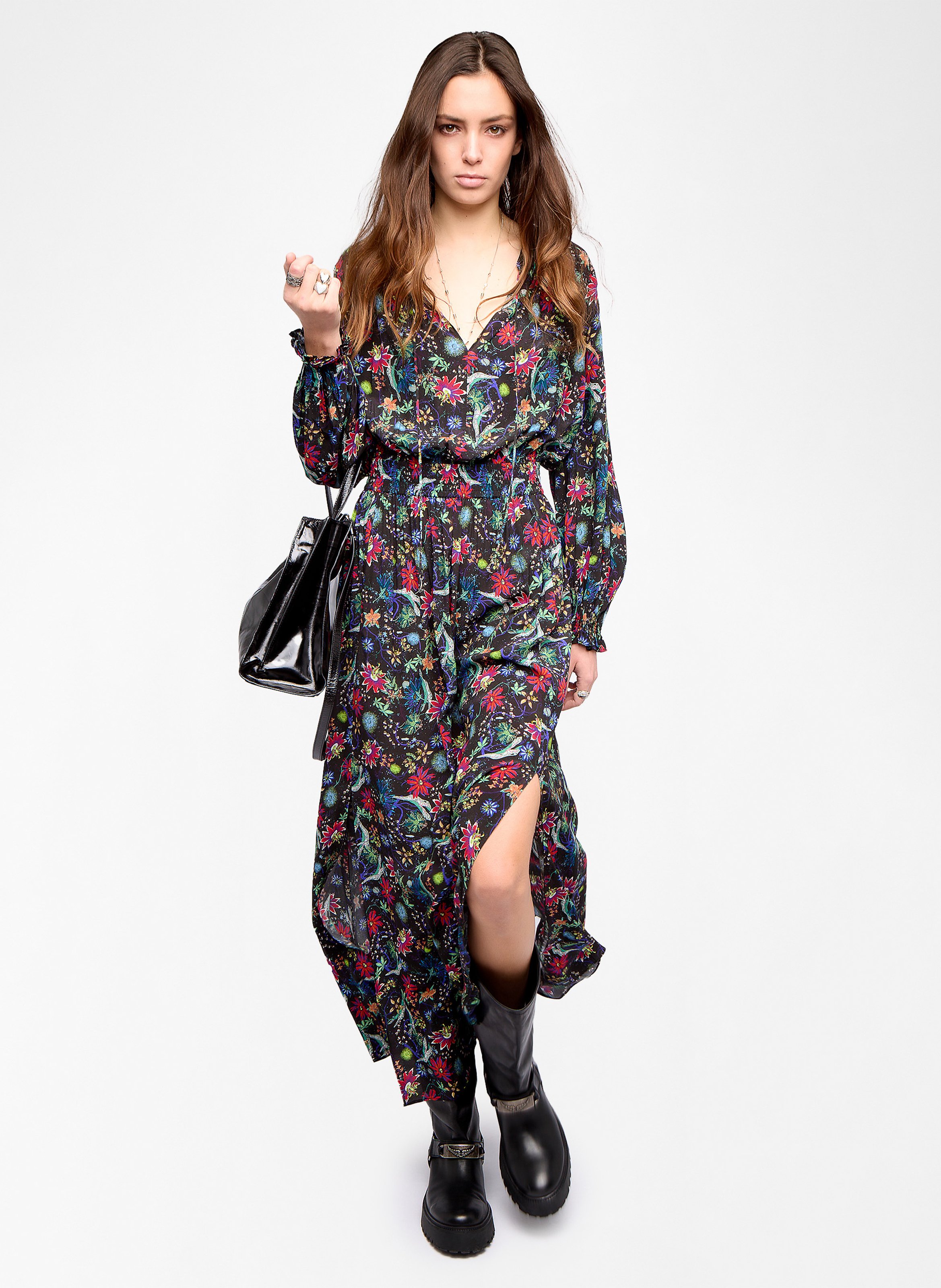 Robe longue ample fleurie ZADIG&VOLTAIRE Bleu