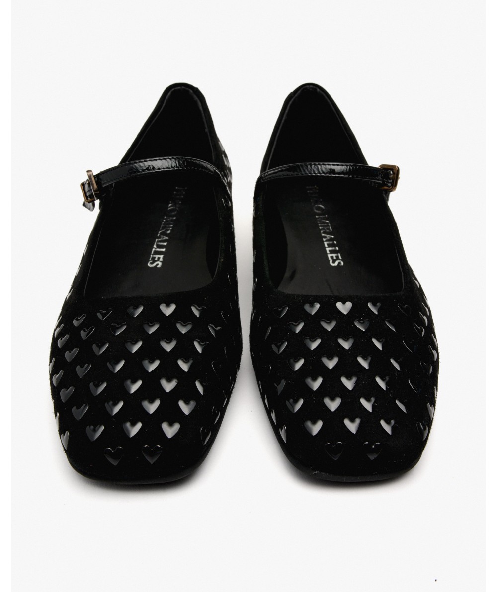 Black suede ballet flats. PEDRO MIRALLES Black