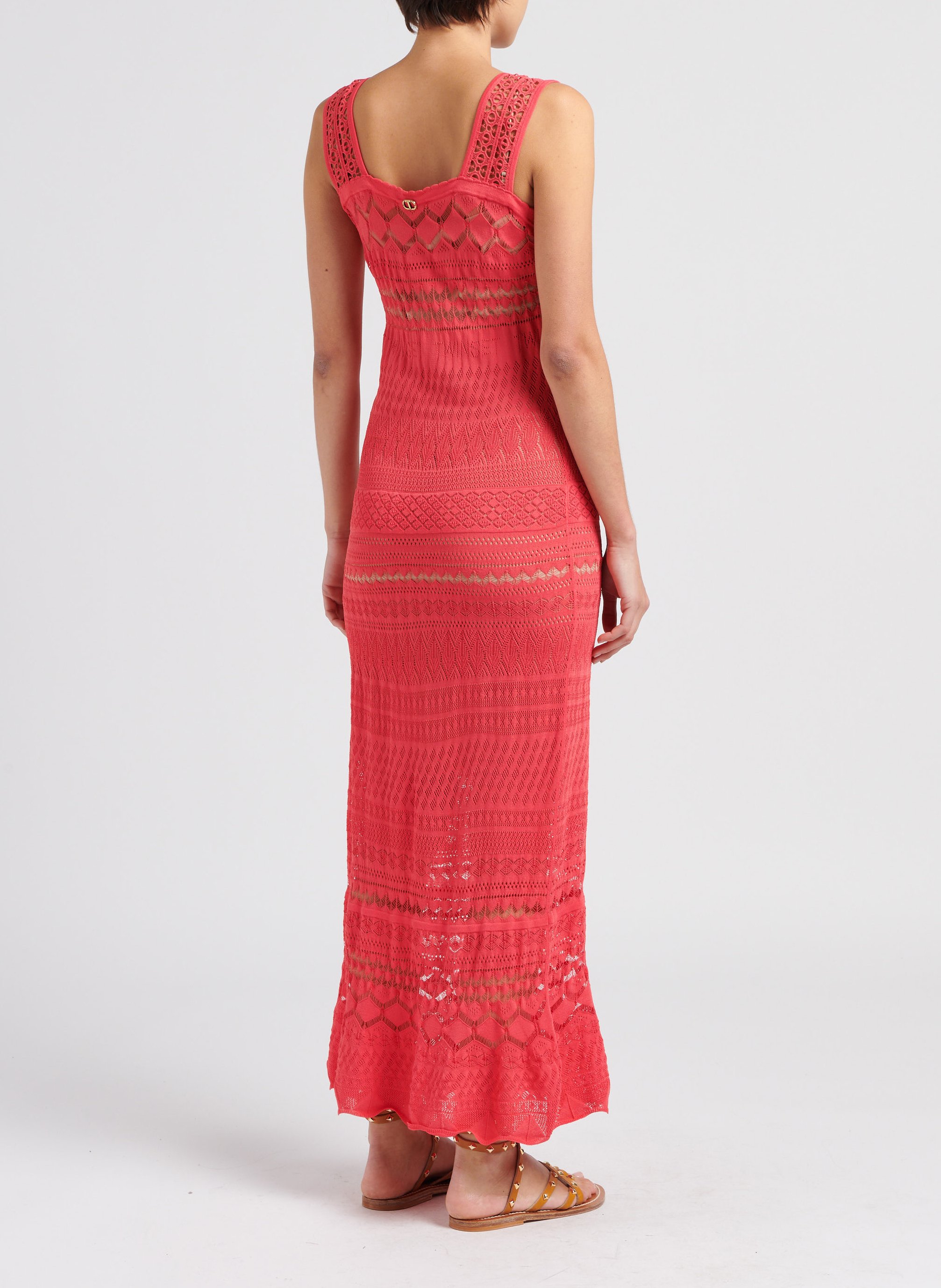 Langes Spitzenkleid aus Viskose-Mix TWINSET Rosa