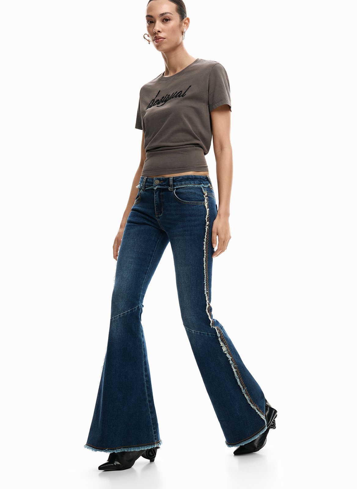 Flared Jeans aus Baumwoll-Mix DESIGUAL Blau