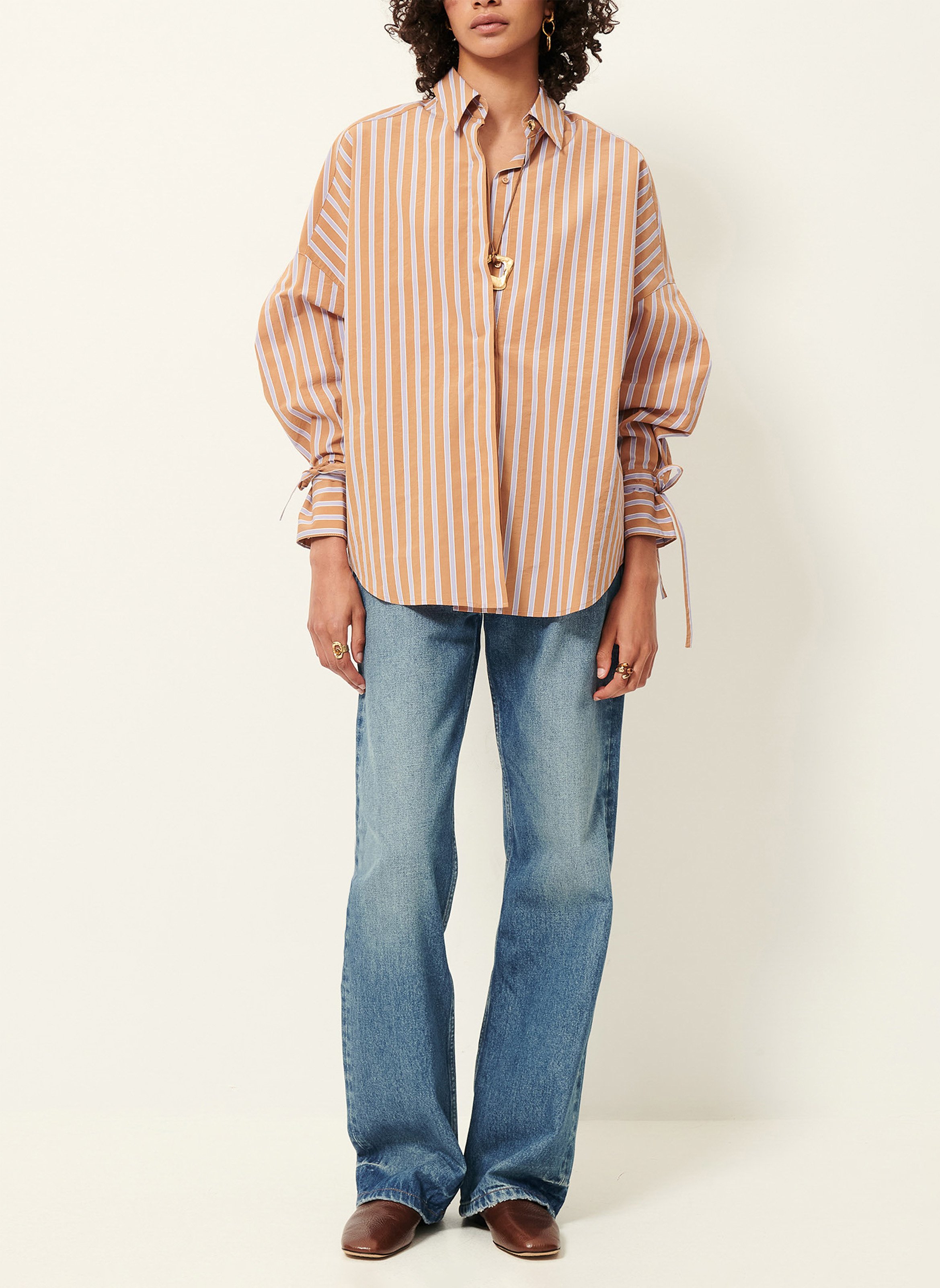 Golden bracelet with woven strands SESSUN Purple