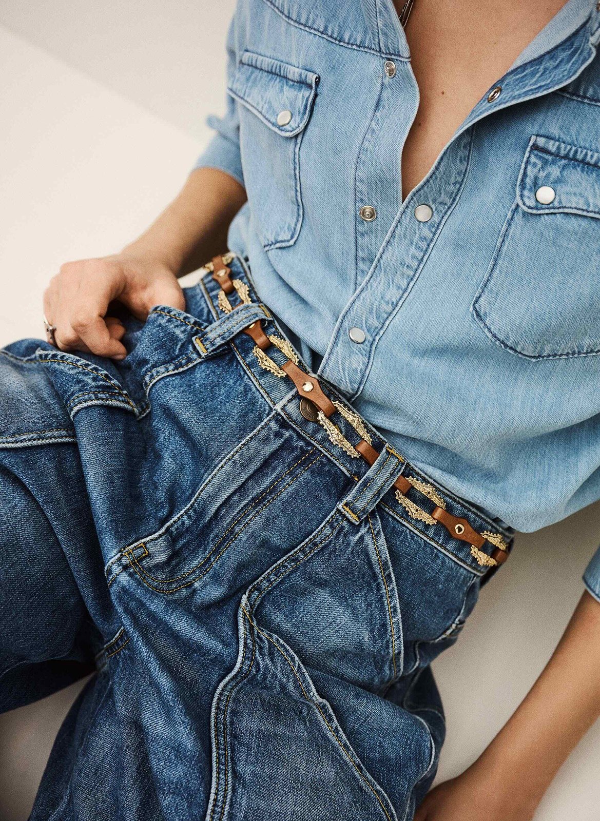 Ceinture boucle en cuir BA&SH Marron