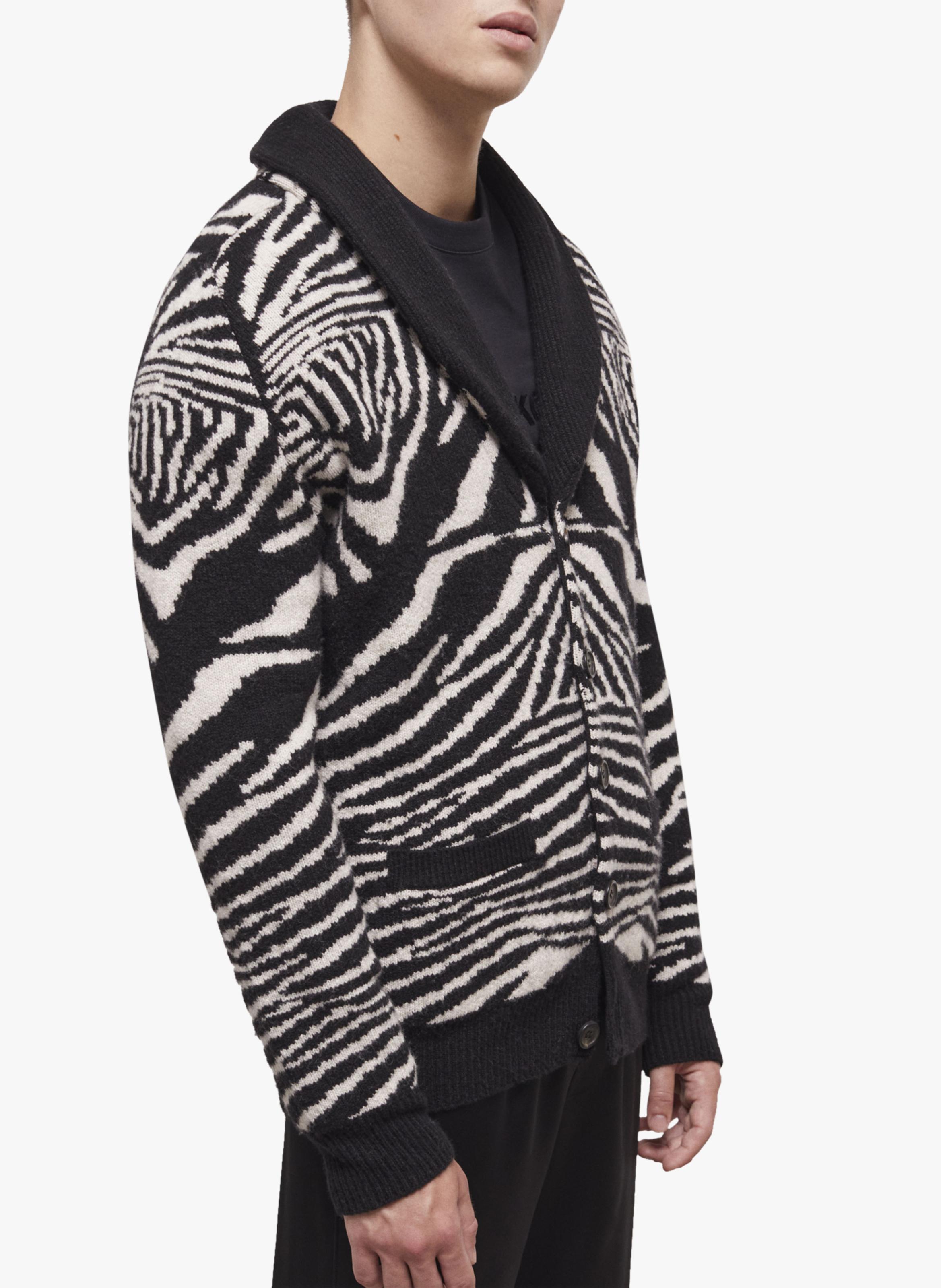 Cardigan col V imprimé en laine mélangée  THE KOOPLES Noir