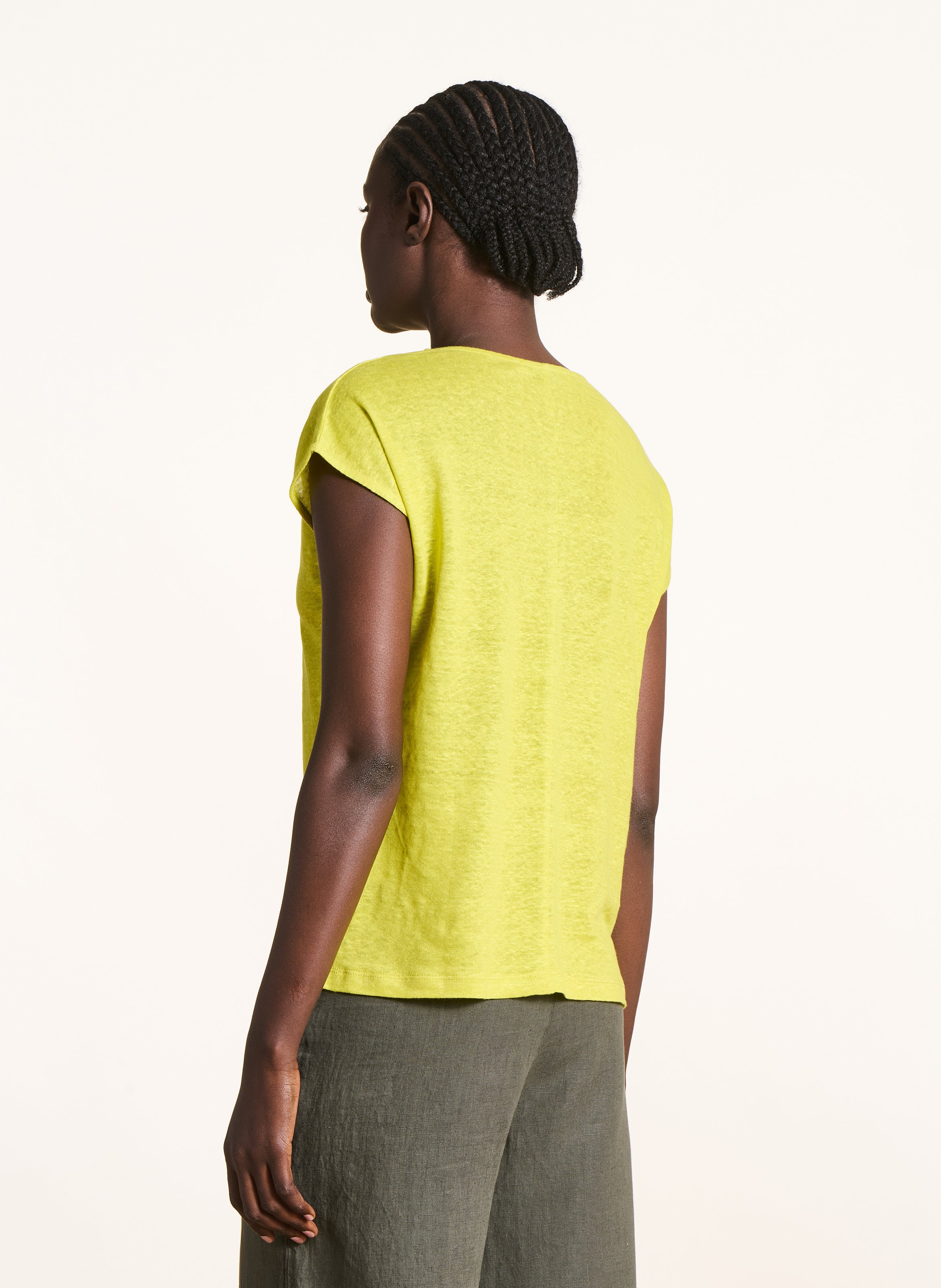Tee-shirt droit chiné en lin LA FEE MARABOUTEE Vert