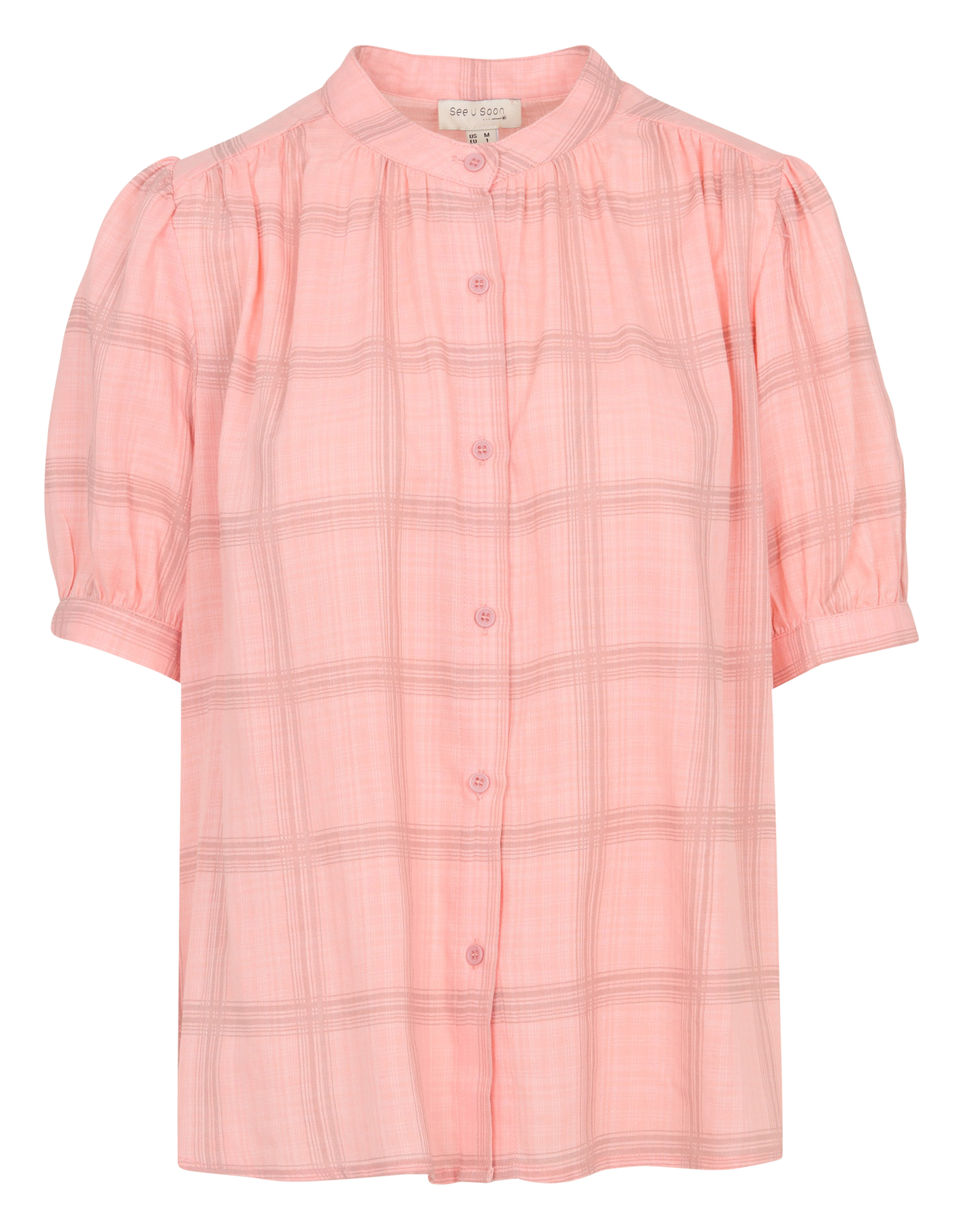 Chemise oversize col mao en coton mélangé SEE U SOON Rose