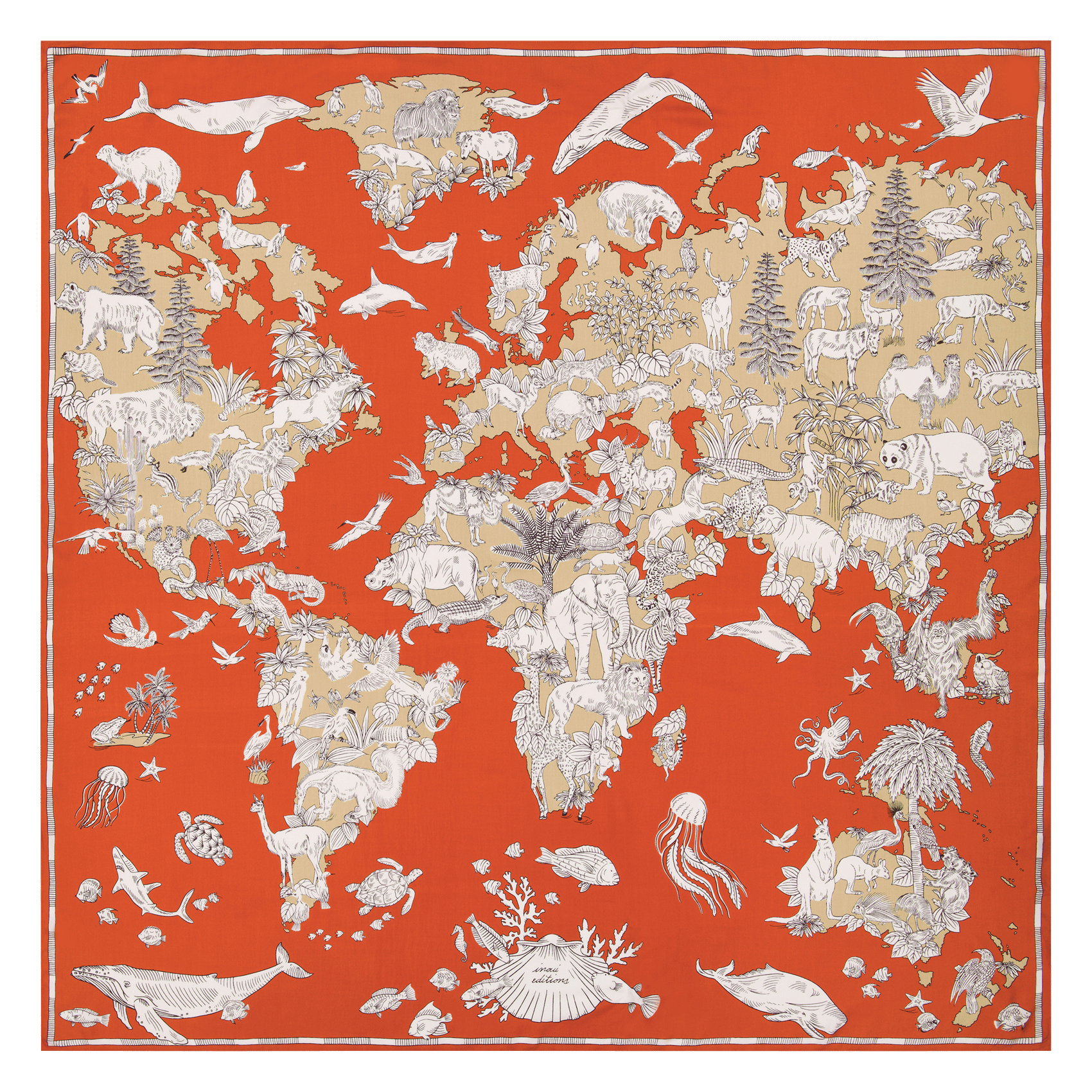 Carré imprimé animalier en soie mélangée INOUI EDITIONS