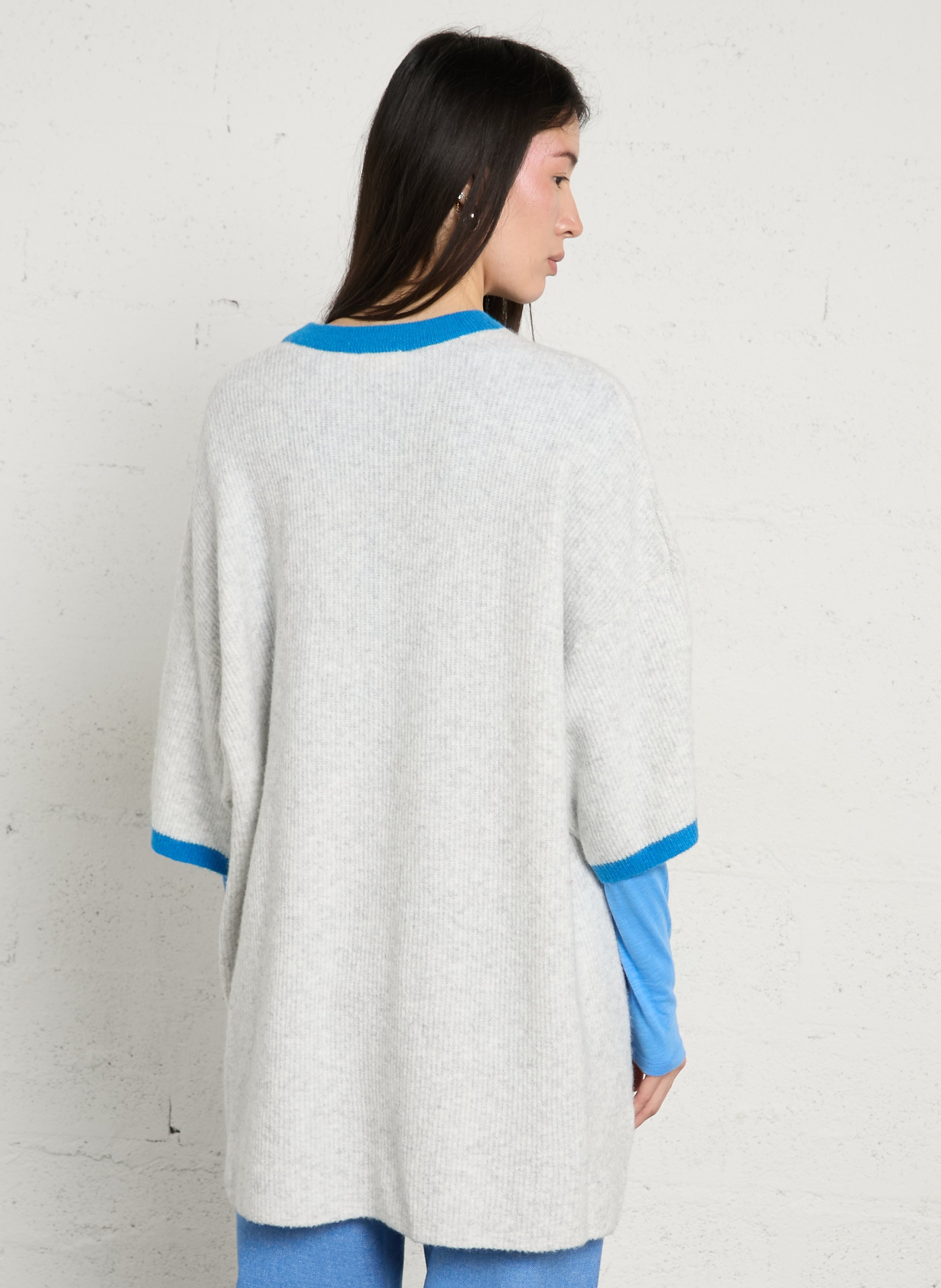 Weit geschnittener Rundhalspullover mit Streifen AMERICAN VINTAGE Grau