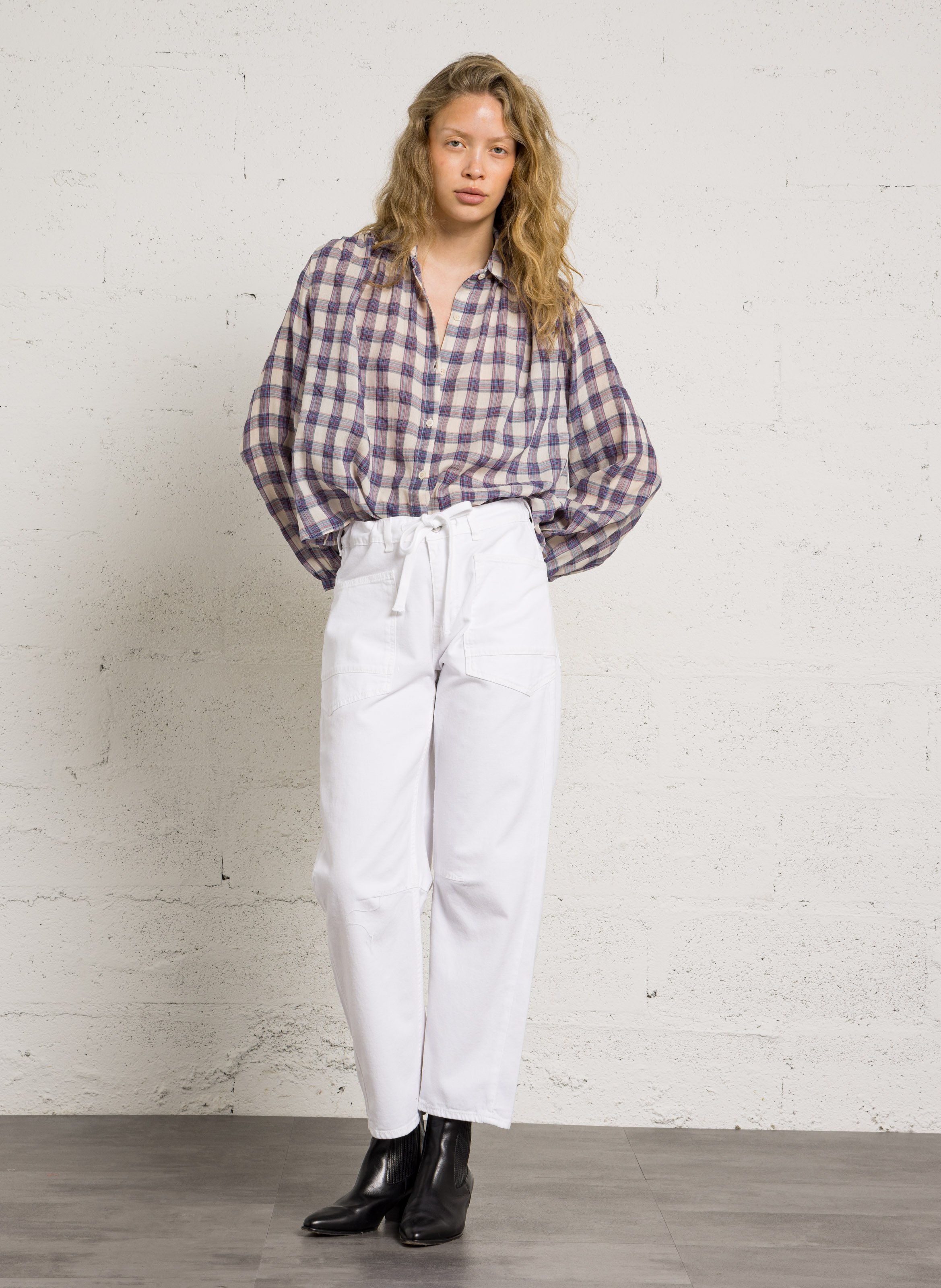 Chemise ample à carreaux en coton SEE U SOON Violet