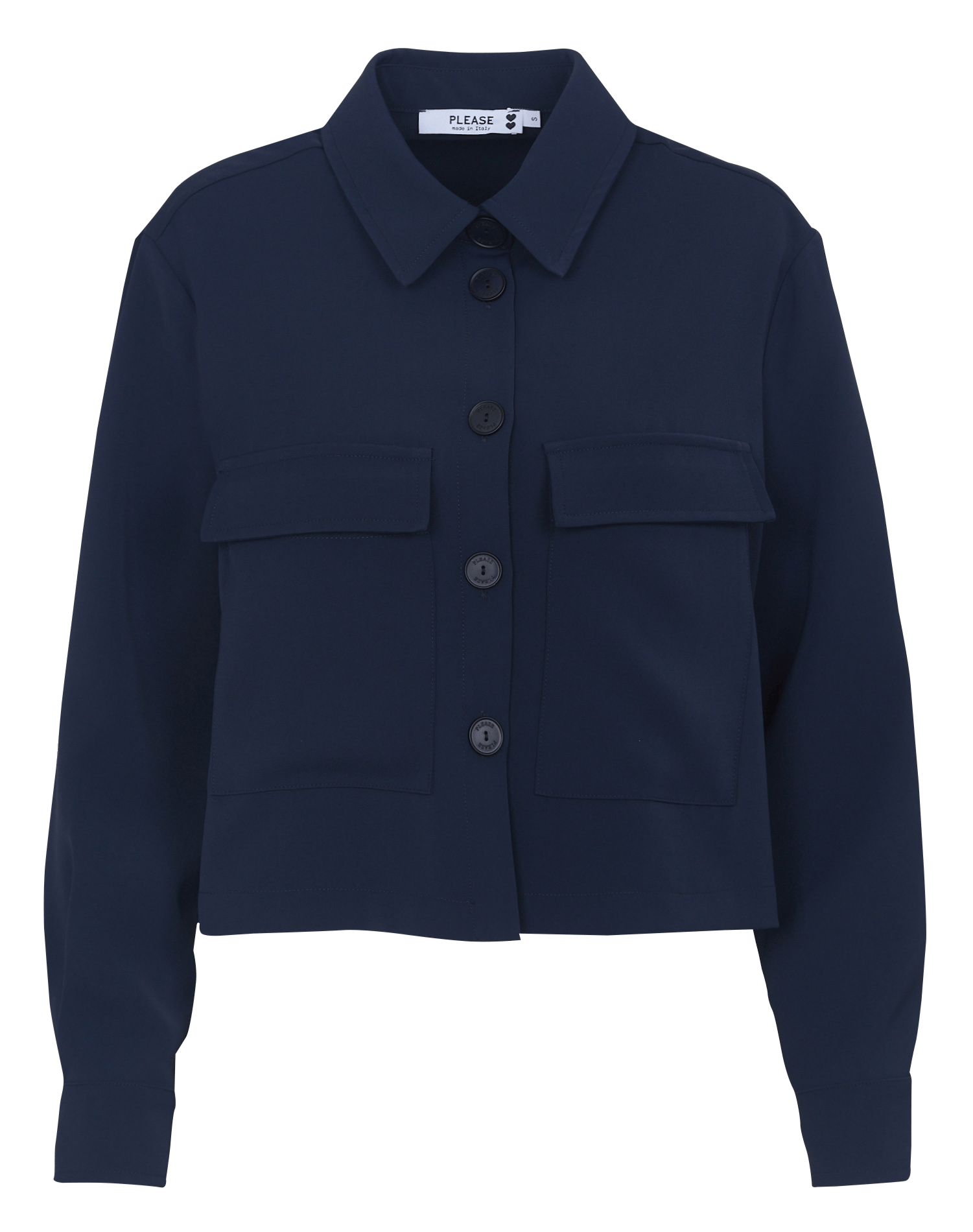 Short straight shirt with classic collar PLEASE Blue
