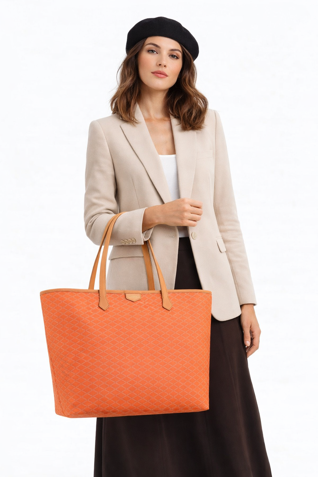 Leather bag POURCHET Orange