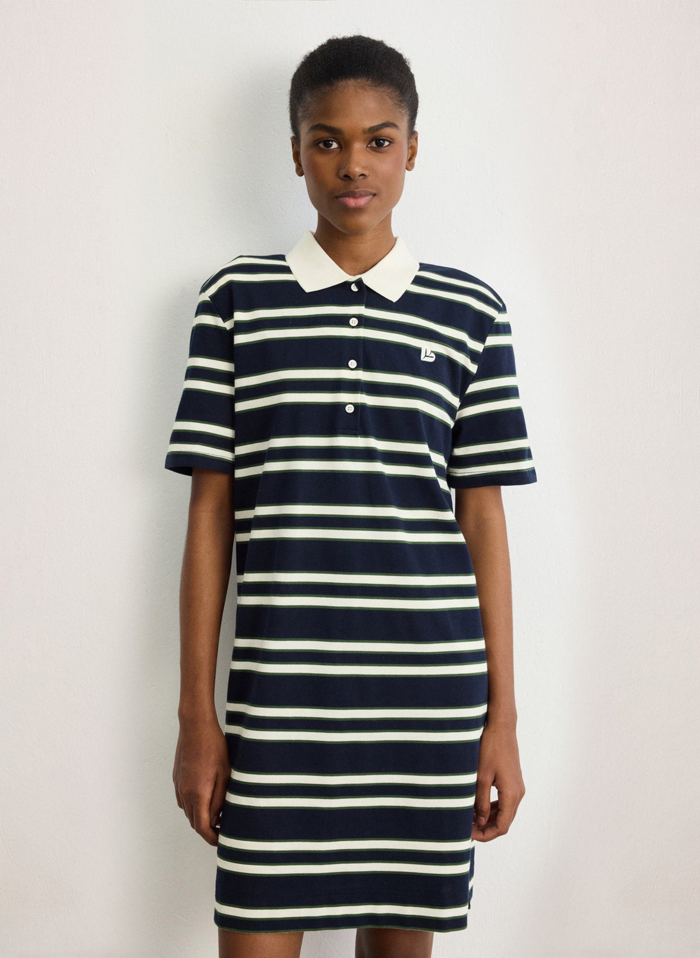 Rechte polojurk van gestreepte katoenmix PABLO