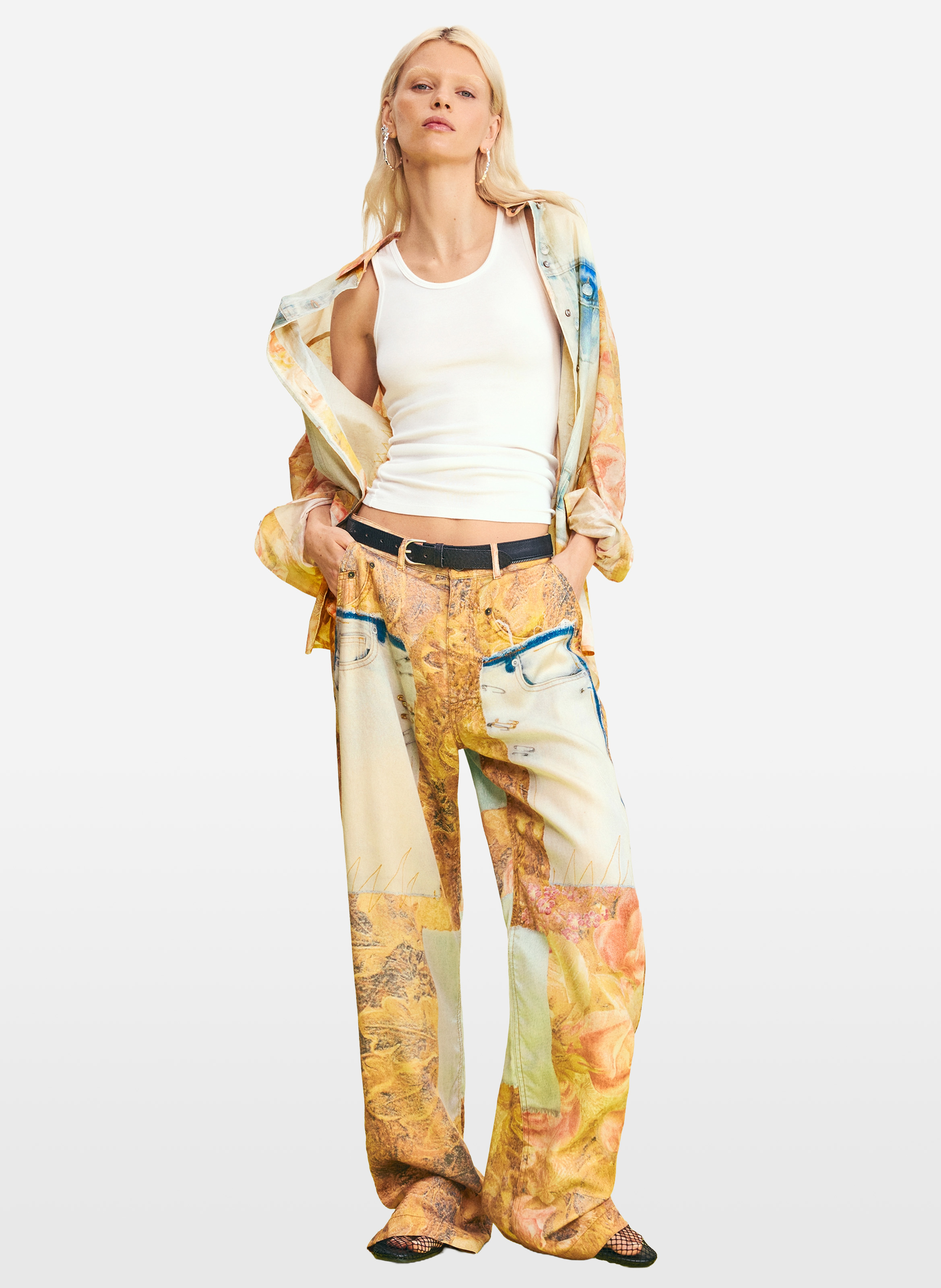 Jean large imprimé DESIGUAL Jaune