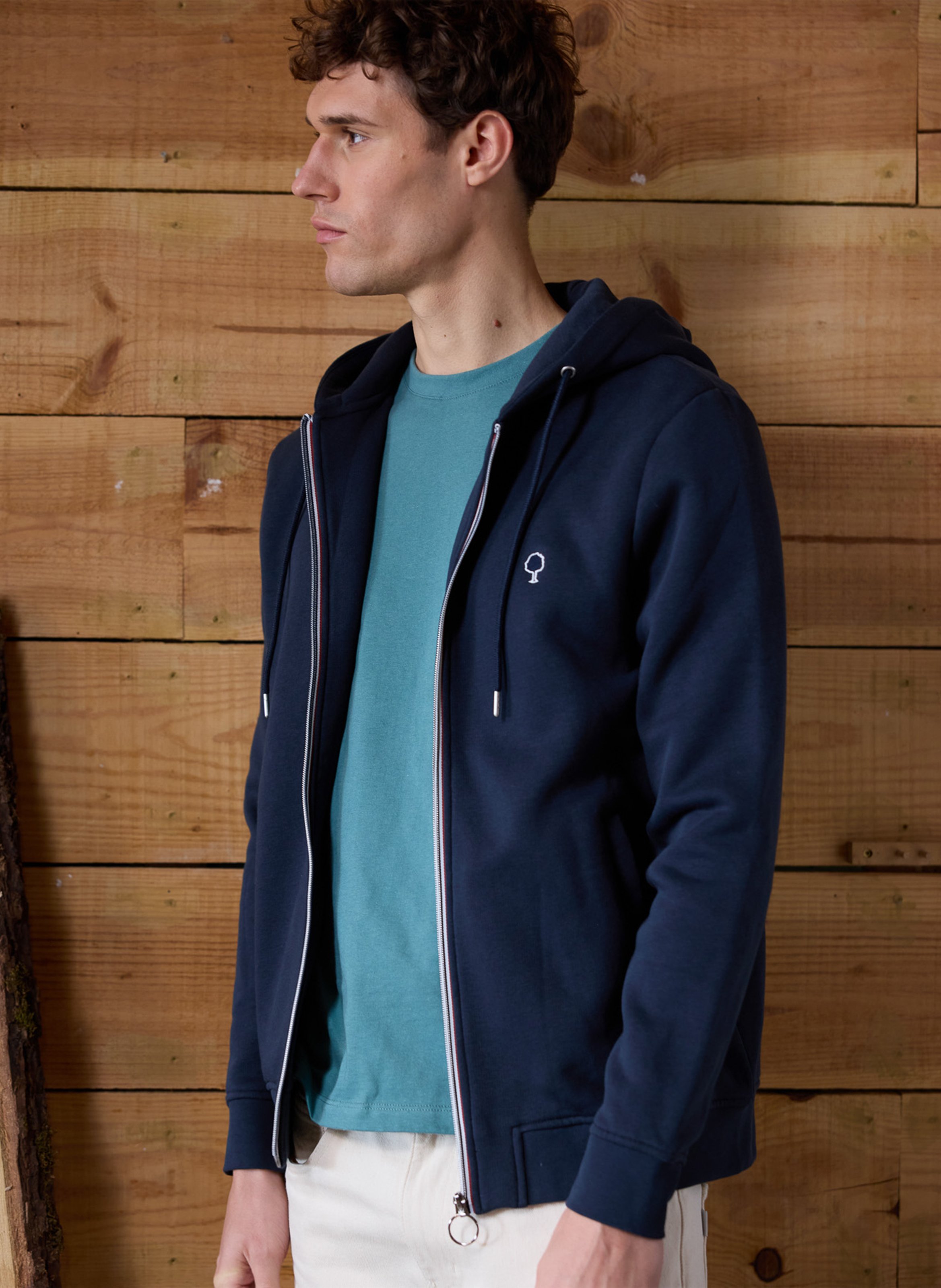 Regular-fit sweater van joggingstof met capuchon FAGUO Blauw