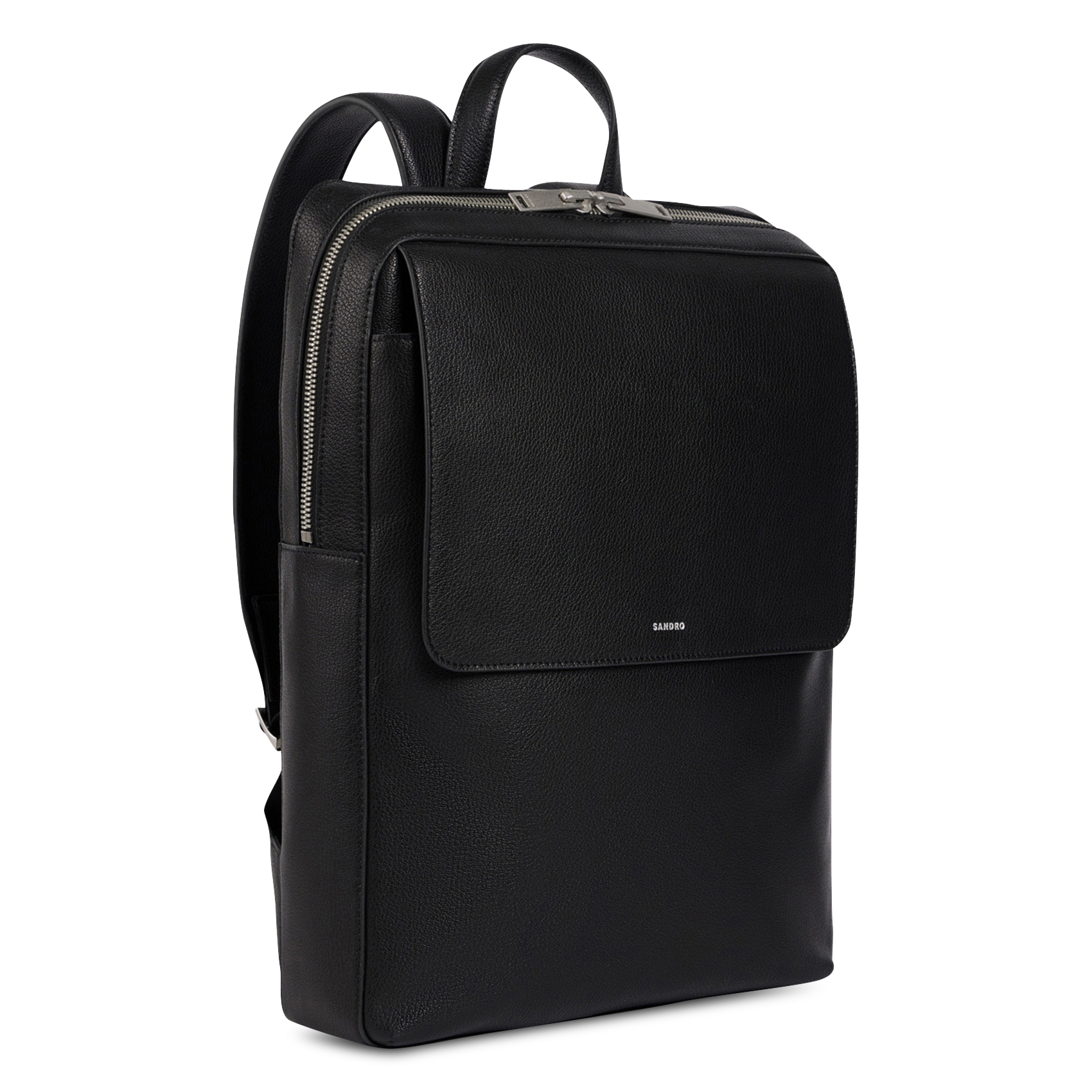 Sac à dos à rabat zippé uni SANDRO Noir