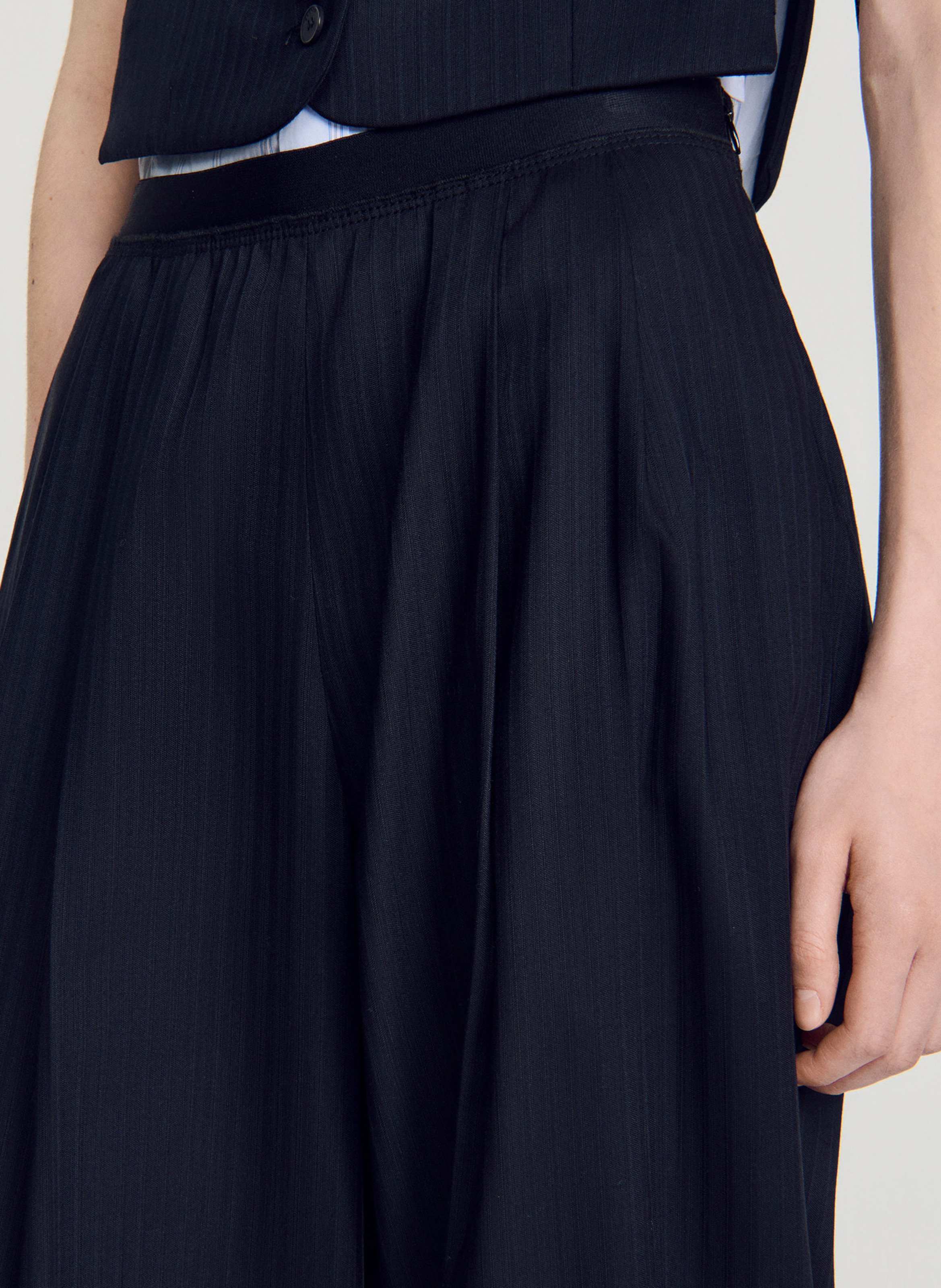 Wool mix drainpipe trousers SANDRO Blue