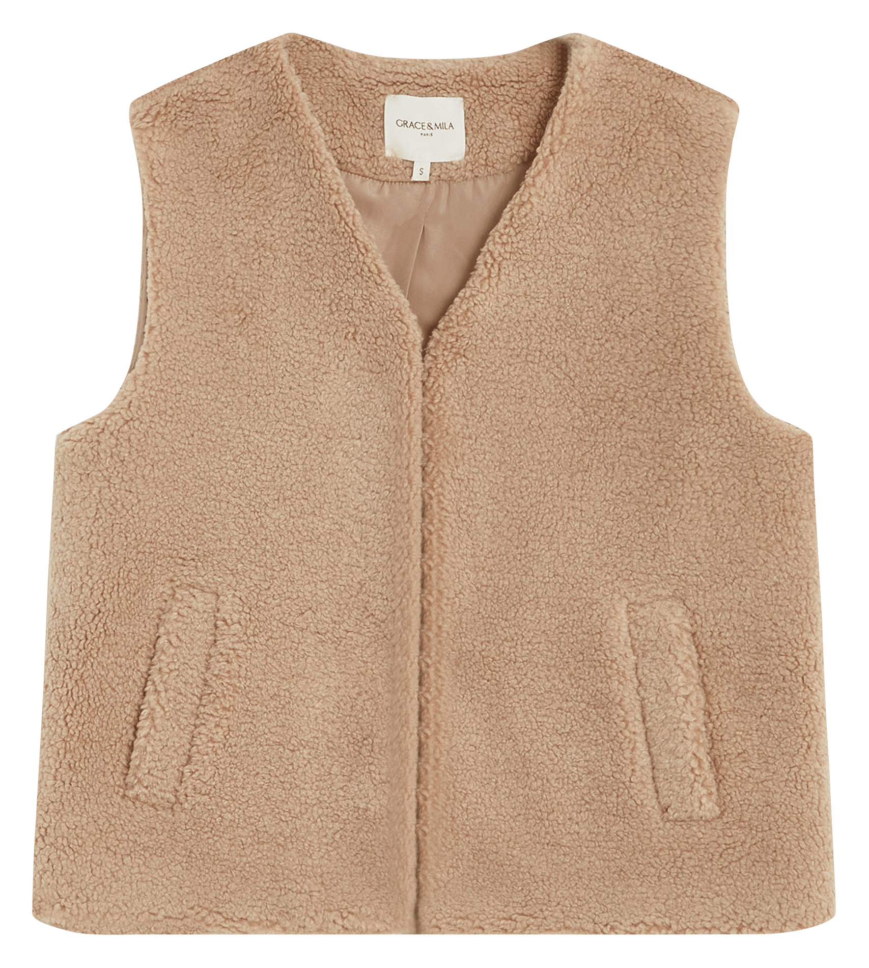 Veste sans manches en shearling synthétique GRACE ET MILA Beige