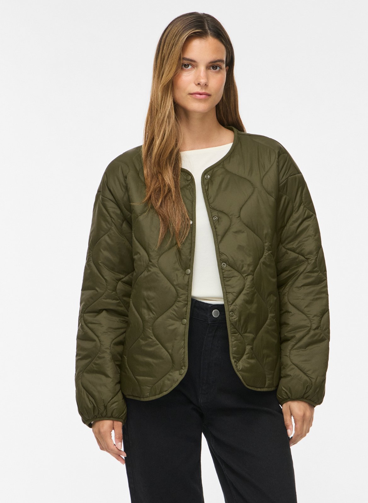 Quilted round neck jacket VILA
