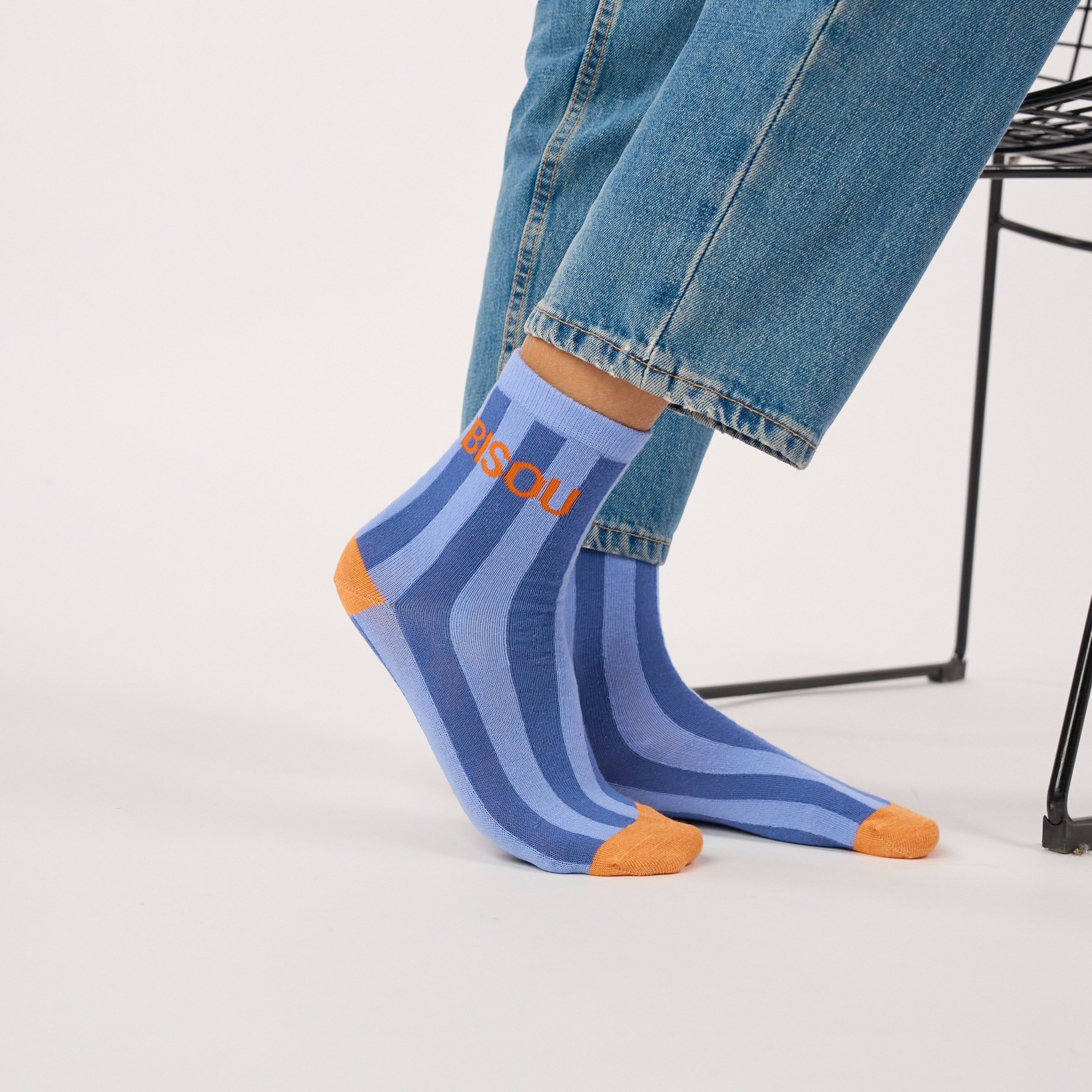 Combed cotton socks with message BILLYBELT Blue