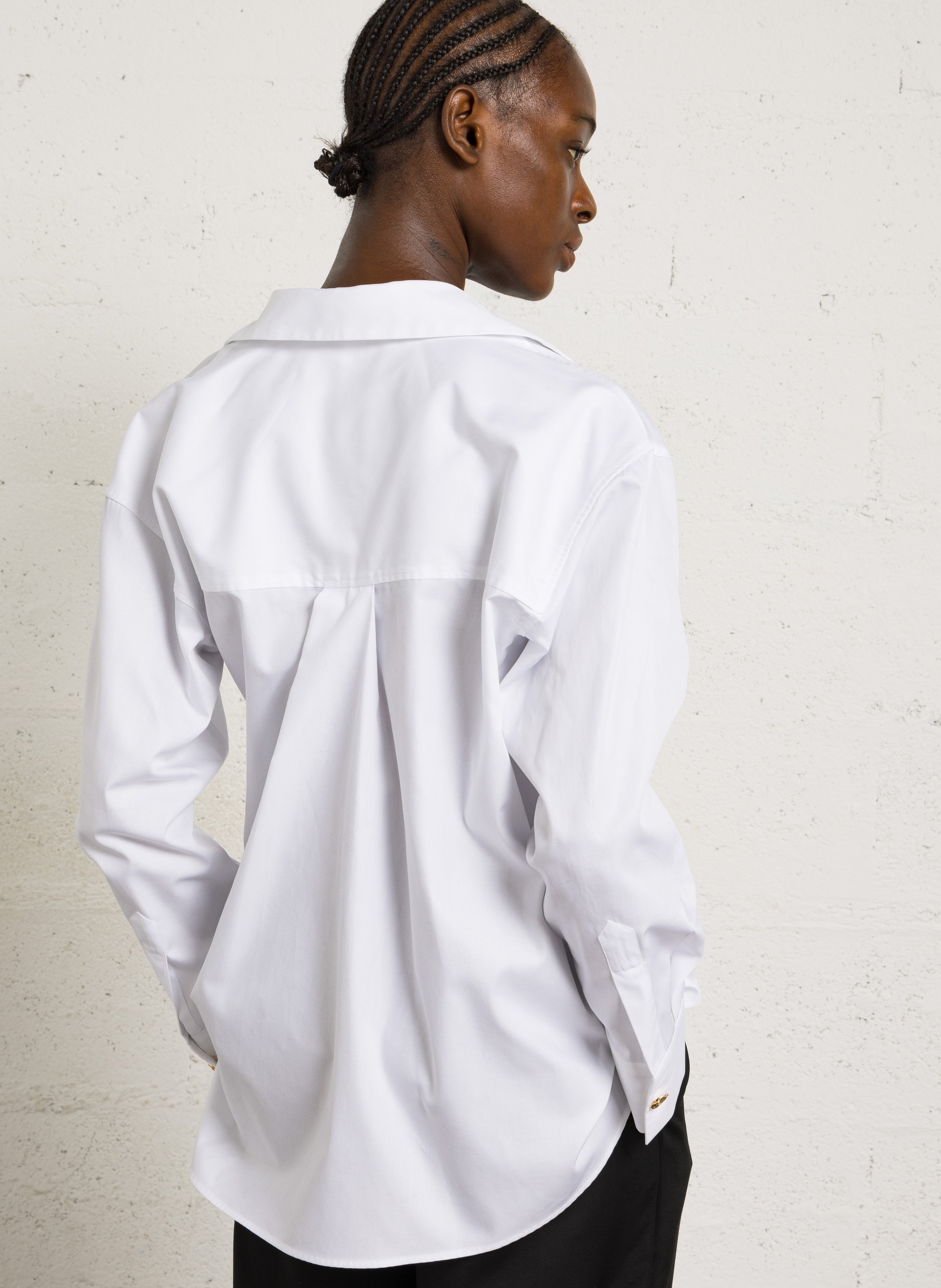 Solid asymmetrical wrap shirt MARGAUX LONNBERG White
