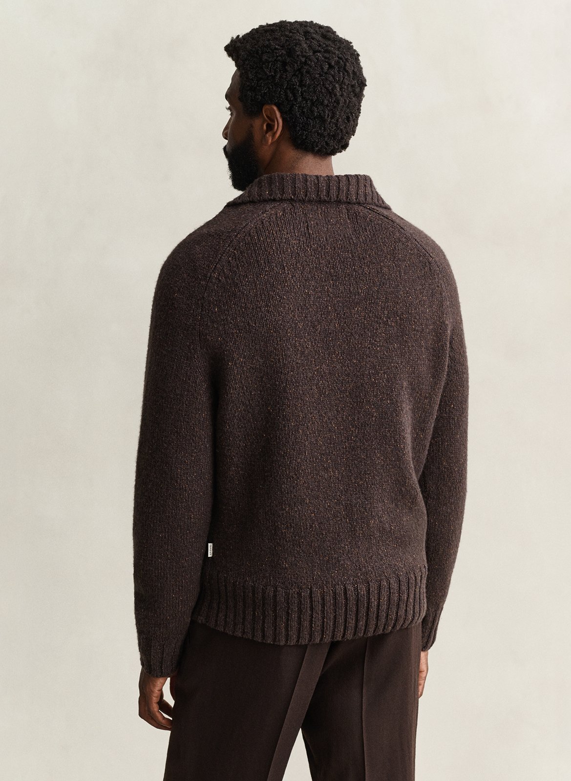 Pull droit col v en laine mélangée GANT Marron