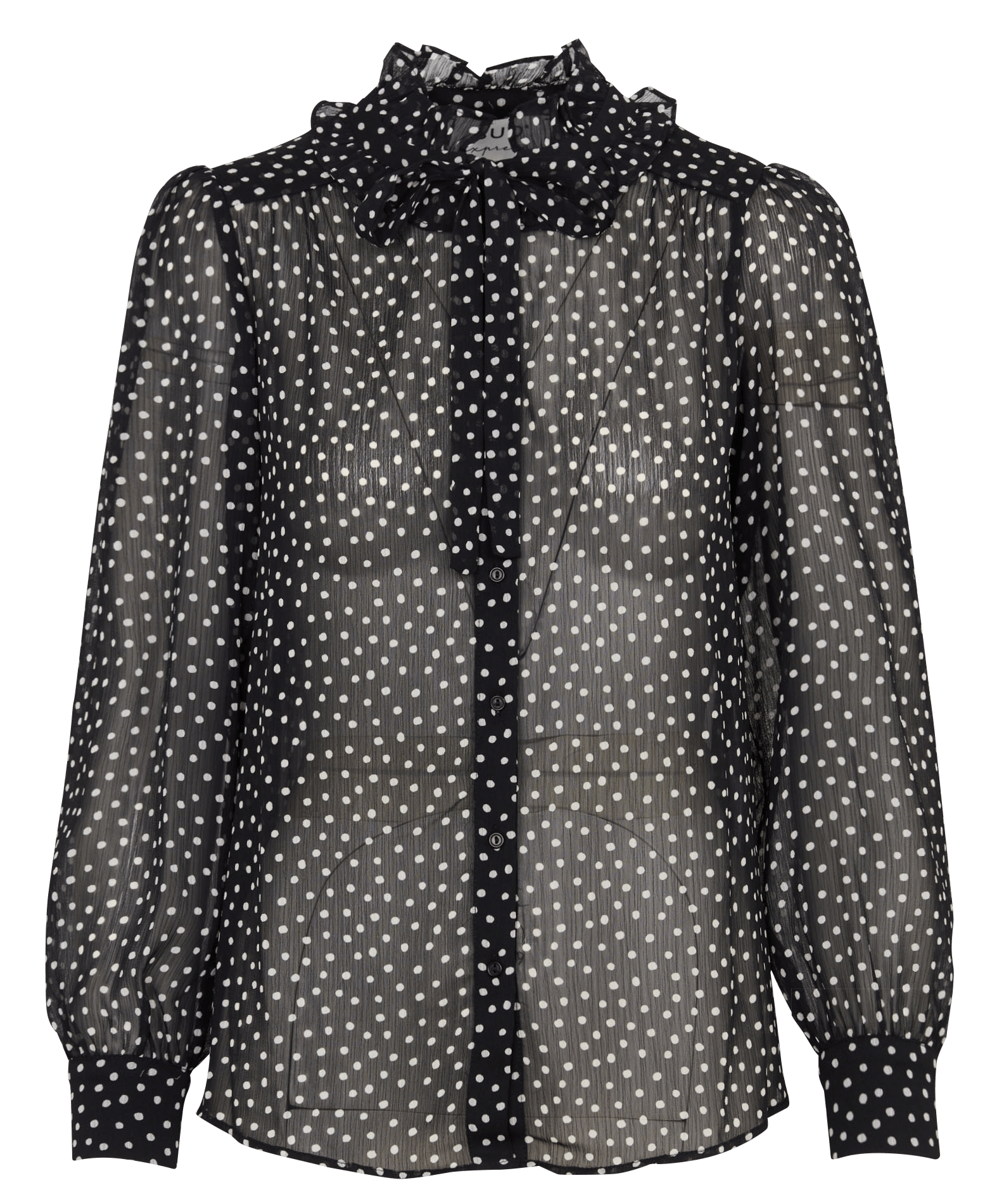 Chemise col à volants imprimé pois  SUD EXPRESS Noir