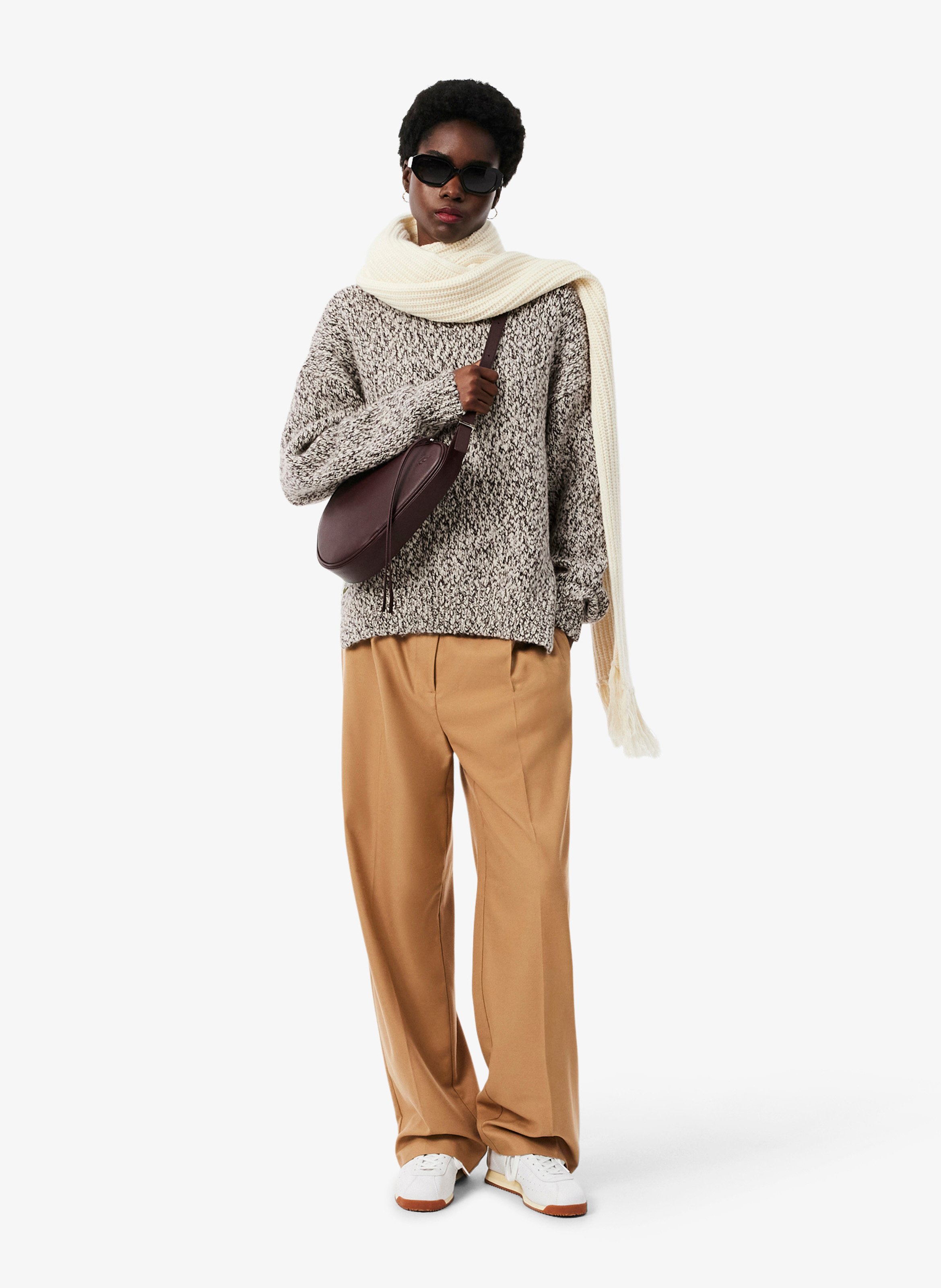 Straight collar wool blend knit pullover LACOSTE Multicolored