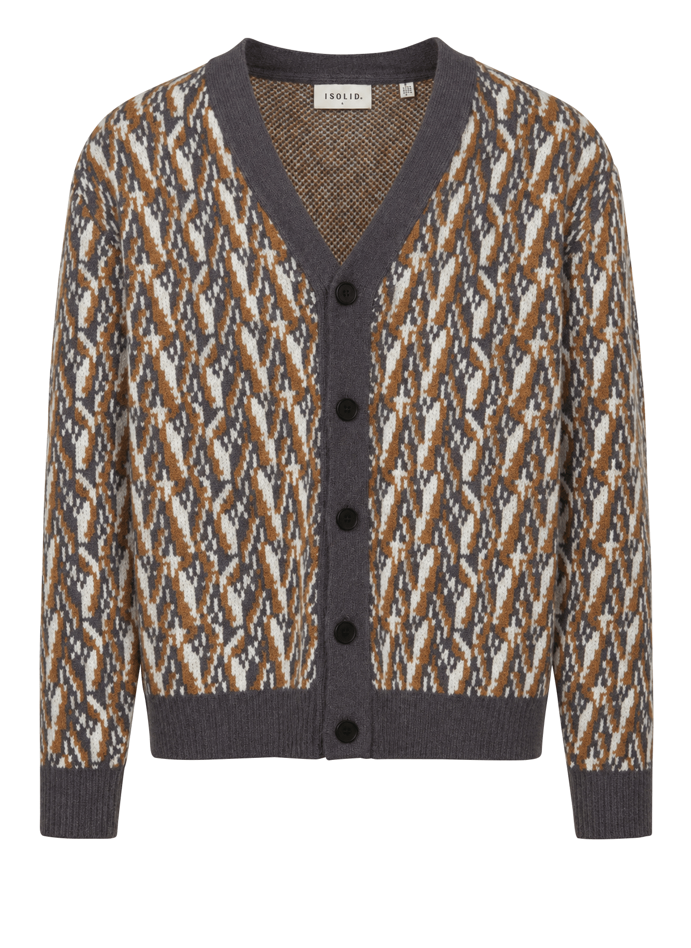 Gilet droit jacquard col V  SOLID Argent