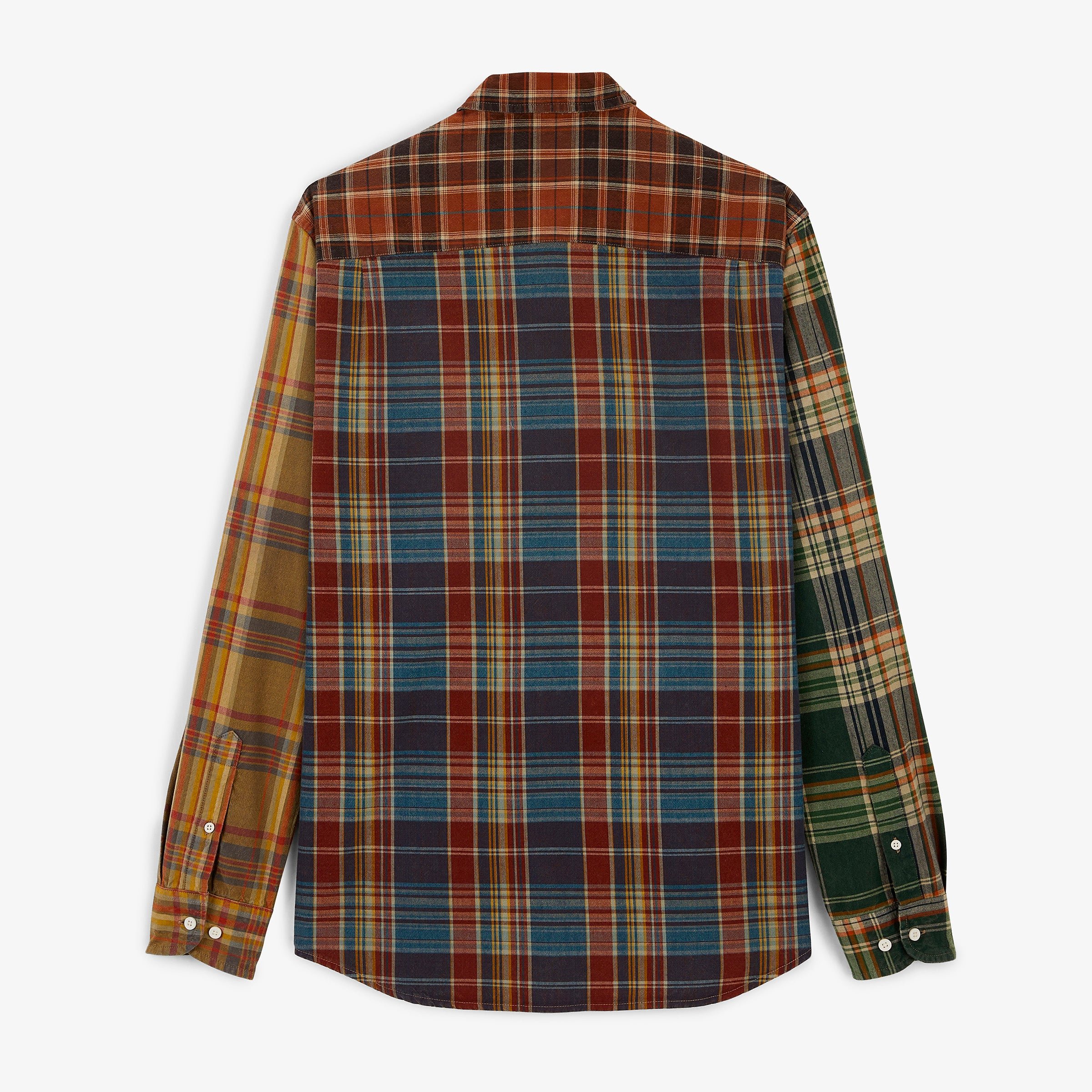 Long-sleeved cotton patchwork check shirt SERGE BLANCO Multicolored