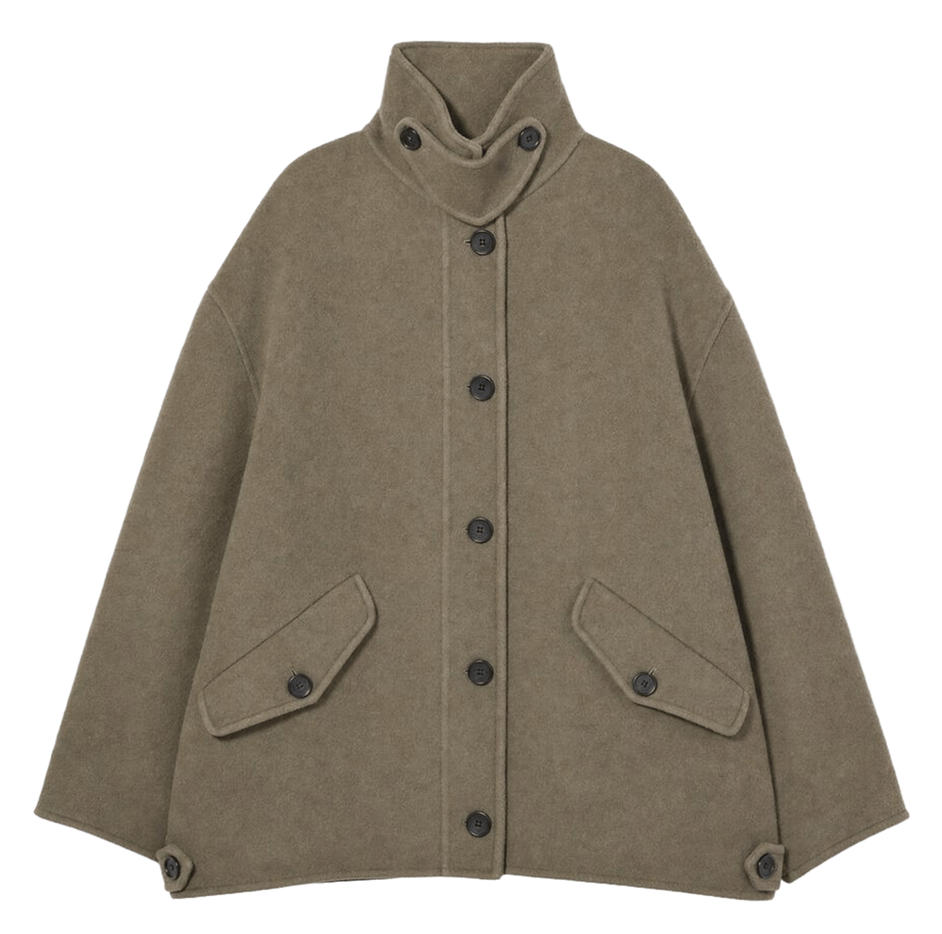 Oversized high-neck coat in wool and cashmere IRO Khaki