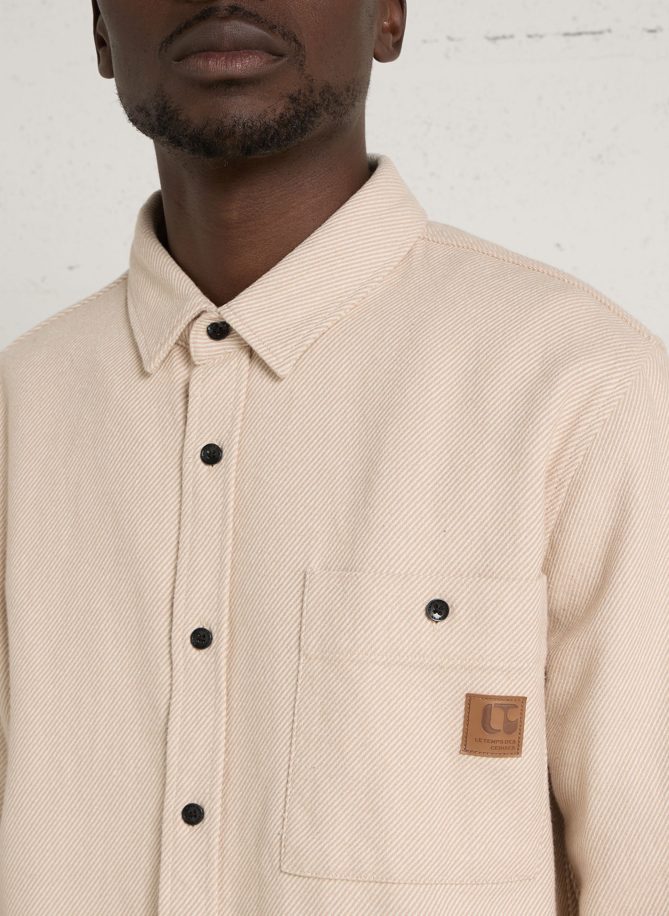 Striped straight-cut cotton shirt LE TEMPS DES CERISES Brown