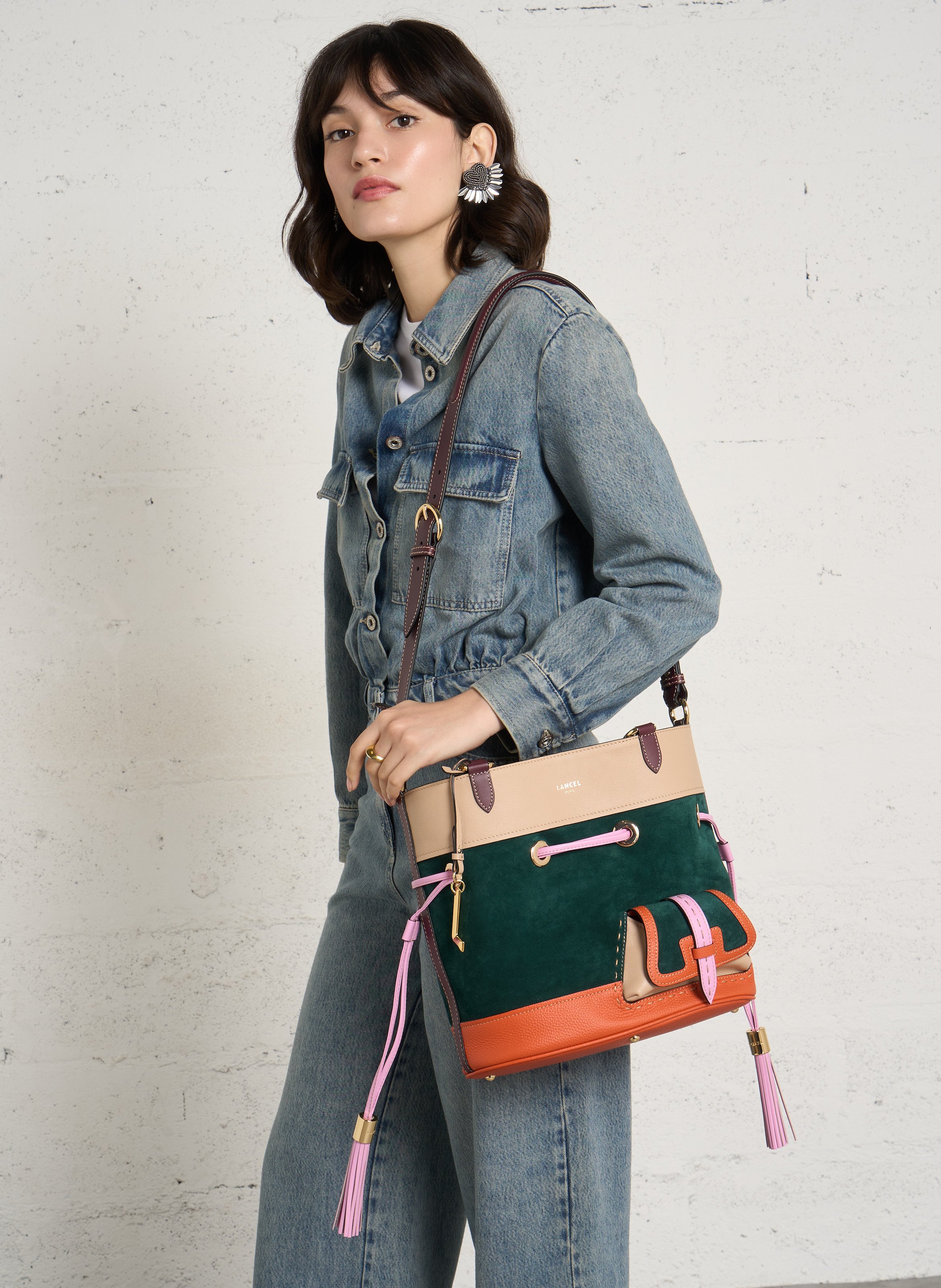 Beuteltasche aus Leder LANCEL Grun