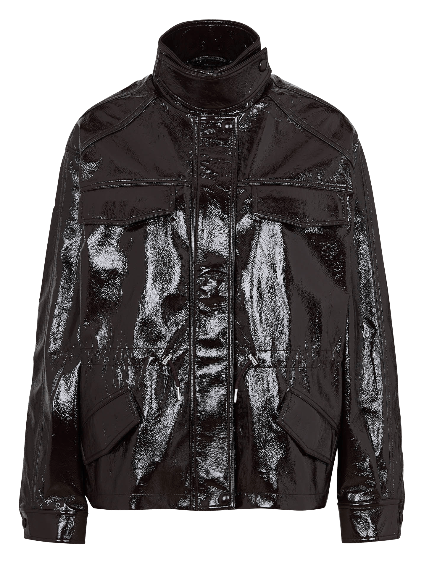 Veste droite col montant effet vinyle BERENICE Brown