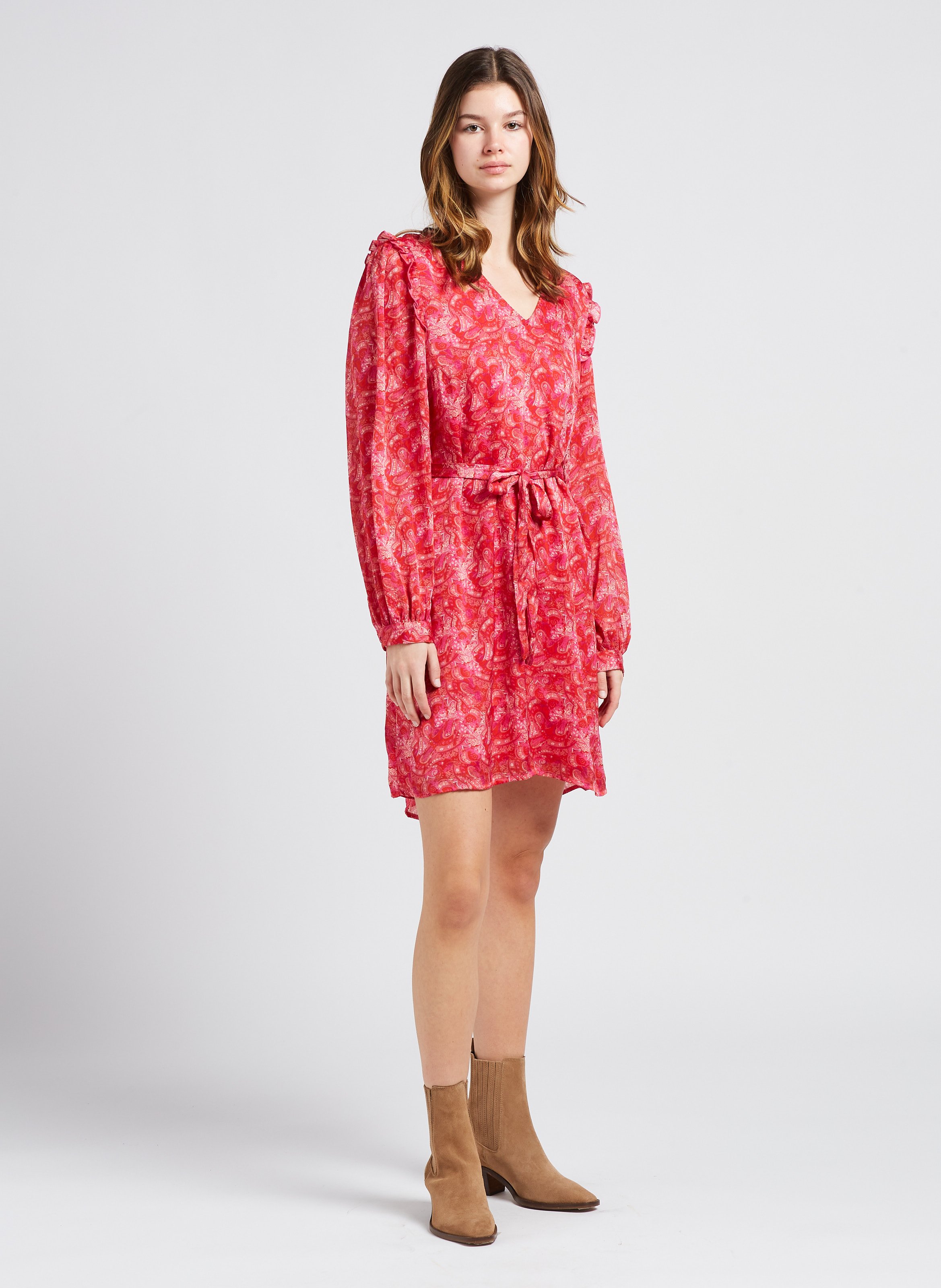 Robe col V droite VILA Rose