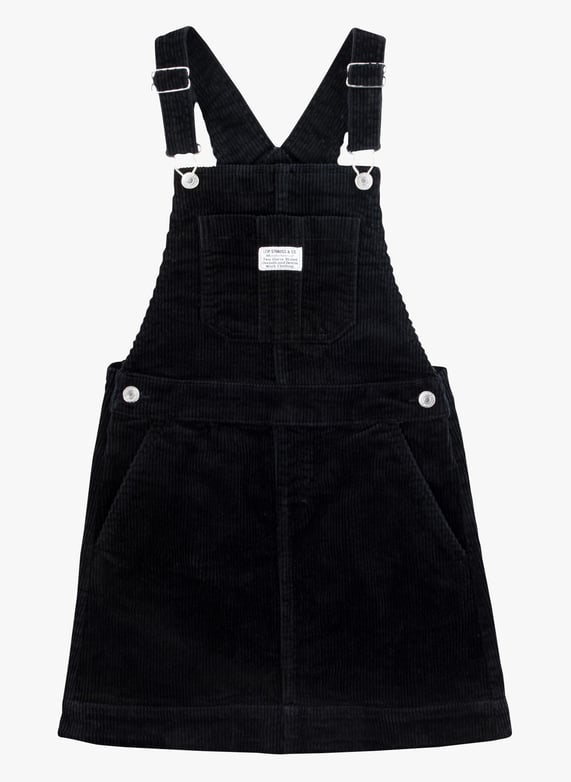 Black Ribbed cotton blend dungaree dress